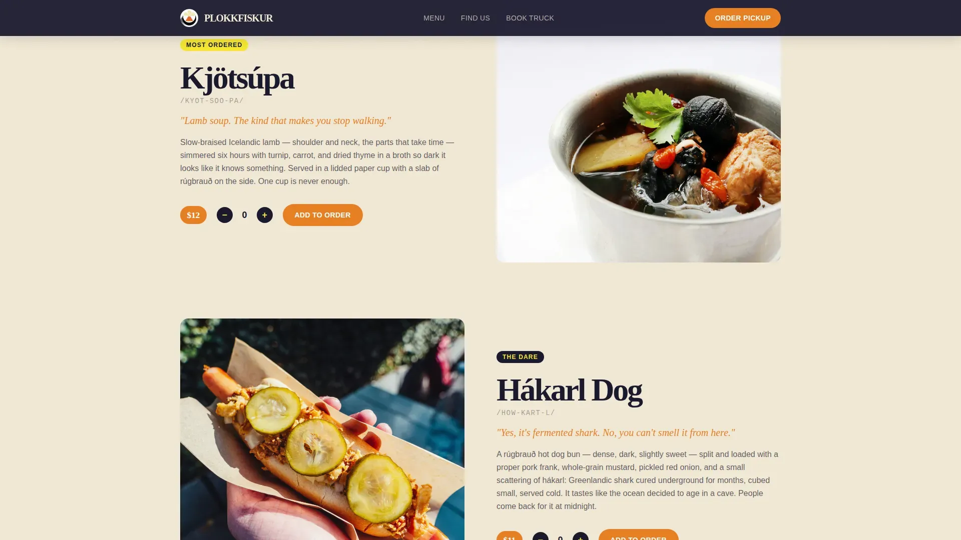 Authentic Icelandic Cuisine Landing Page Template