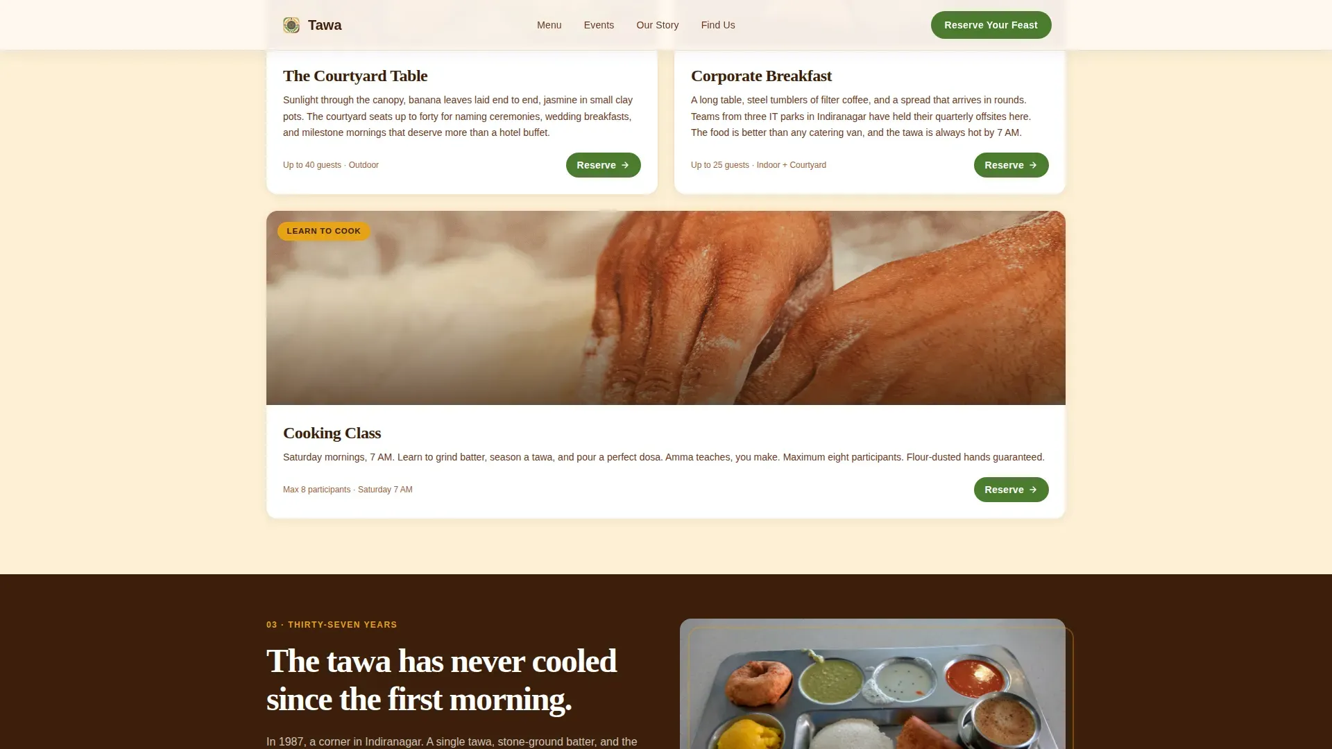 South Indian Idli Dosa Restaurant Landing Page Template