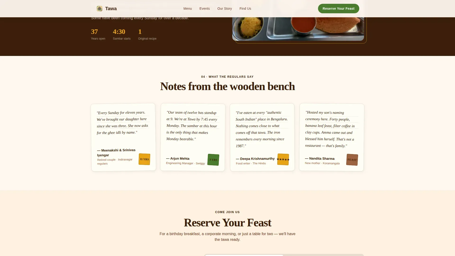 South Indian Idli Dosa Restaurant Landing Page Template