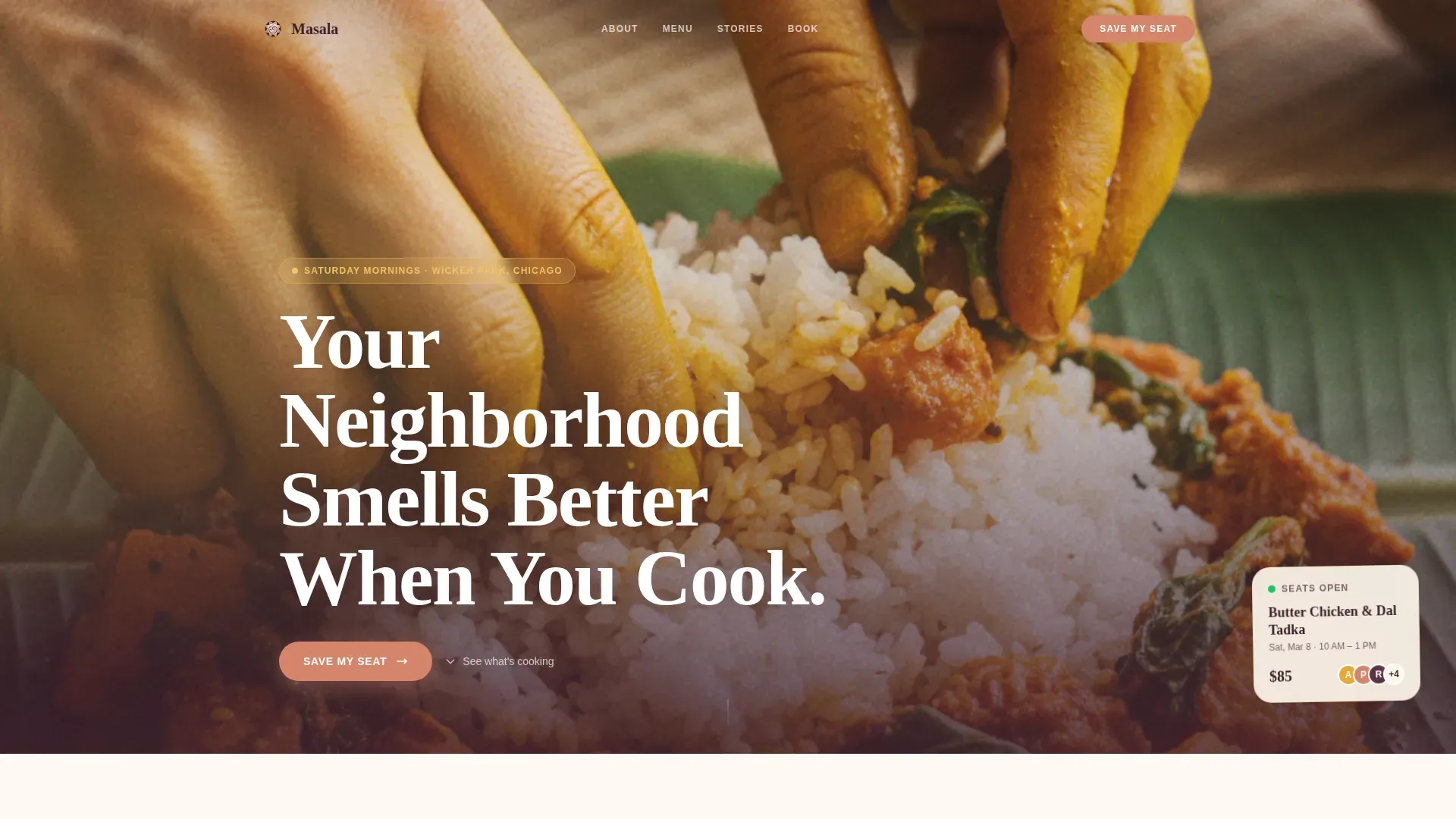 Indian Cooking Class Landing Page Template