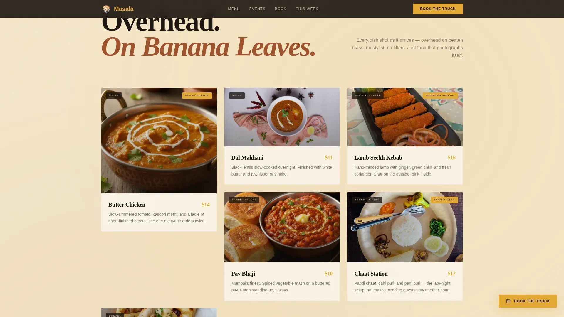 Indian Food Truck Landing Page Template