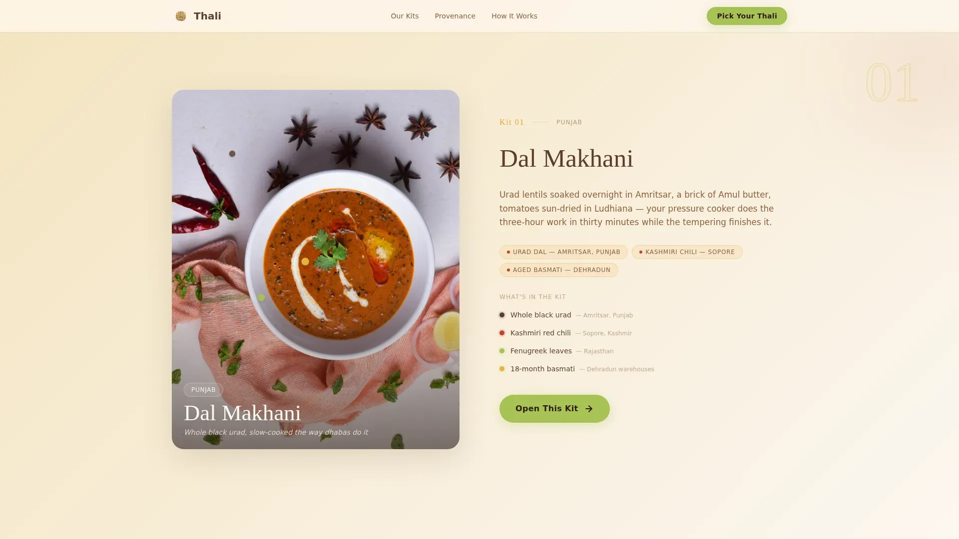 Authentic Indian Meal Kit Delivery Landing Page Template