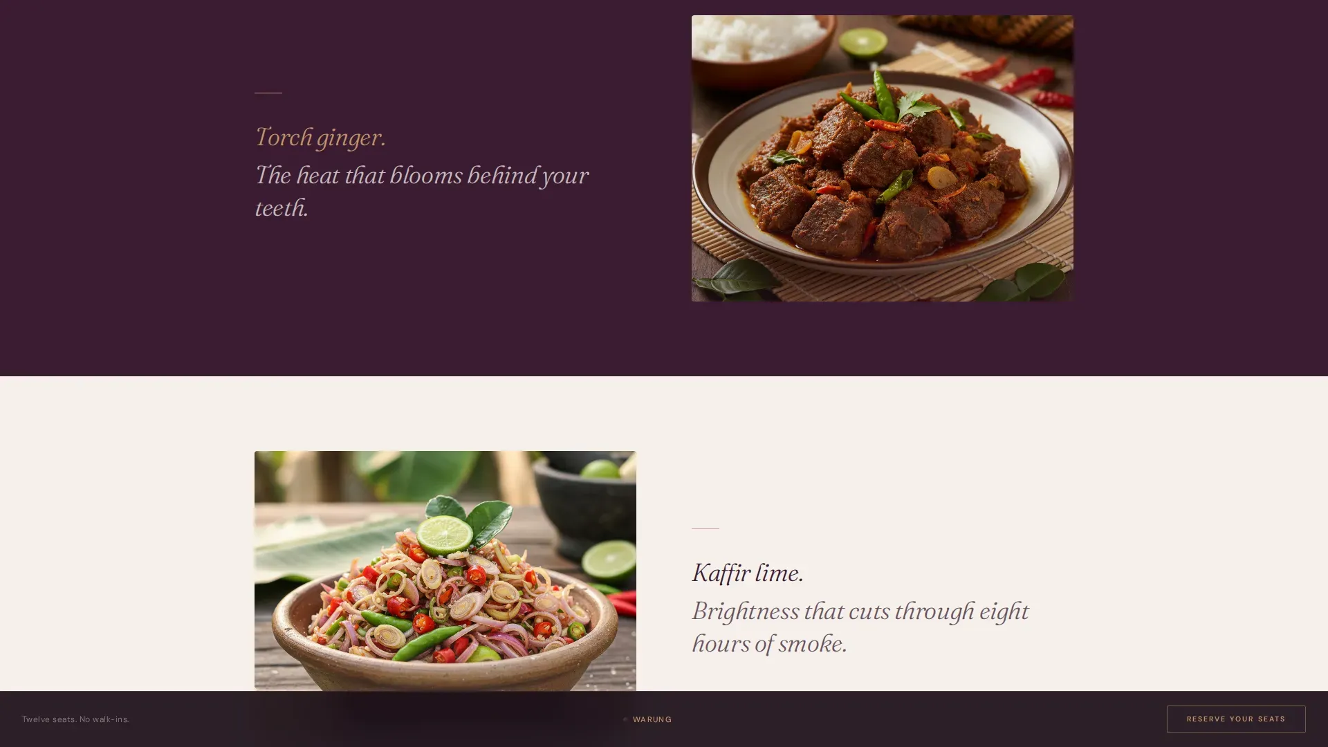 Intimate Indonesian Dining Landing Page Template