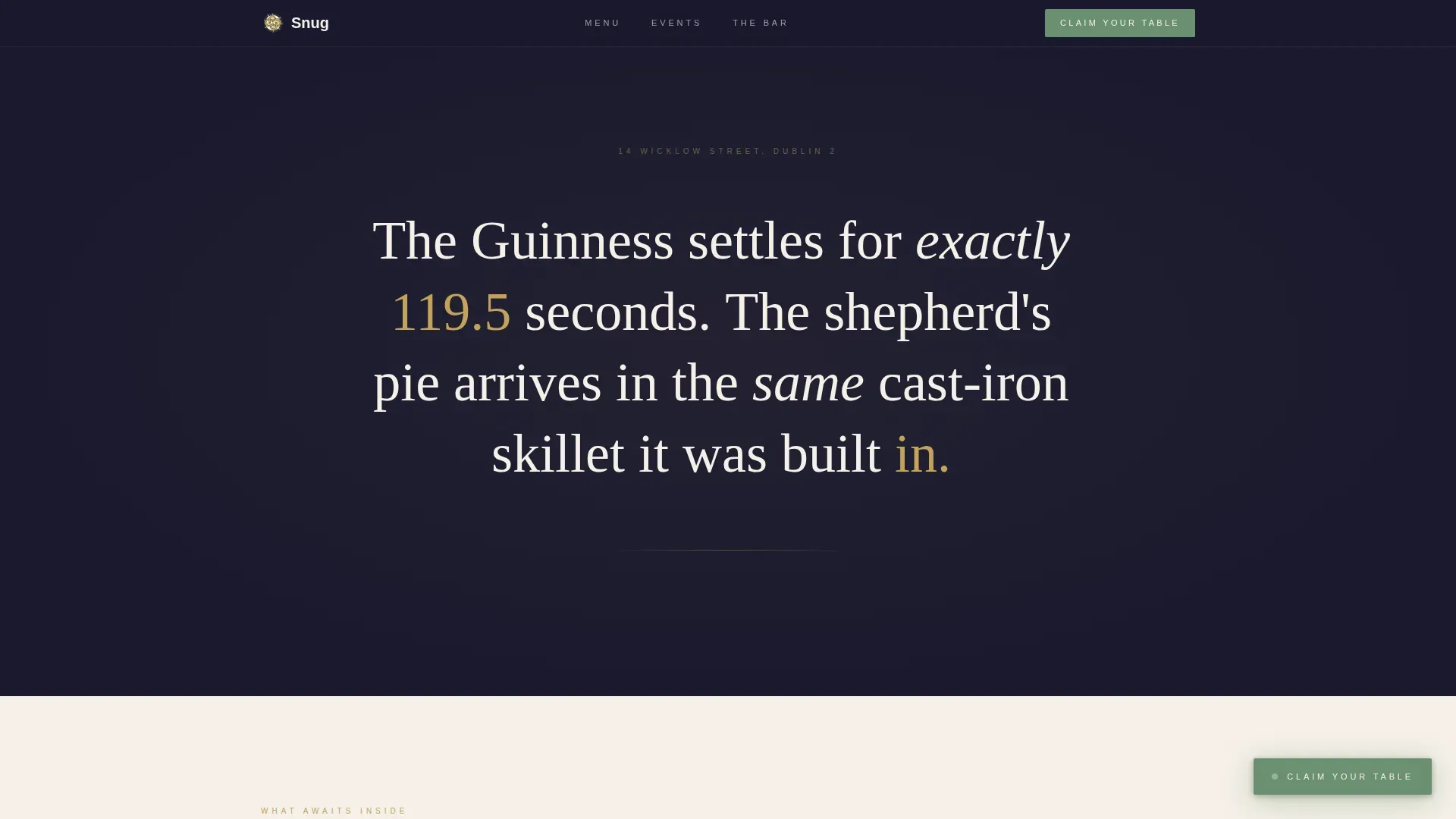 Irish Pub Neighborhood Experience & Events Website Template