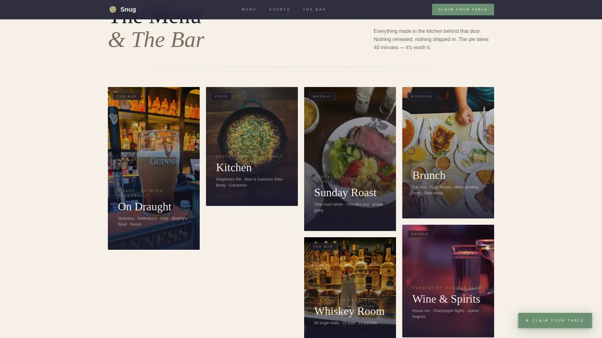 Irish Pub Neighborhood Experience & Events Website Template
