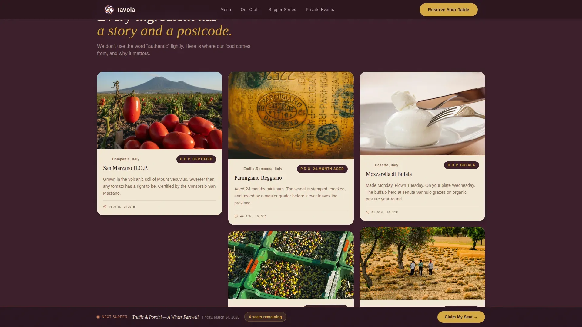 Heritage Italian Cuisine Landing Page Template