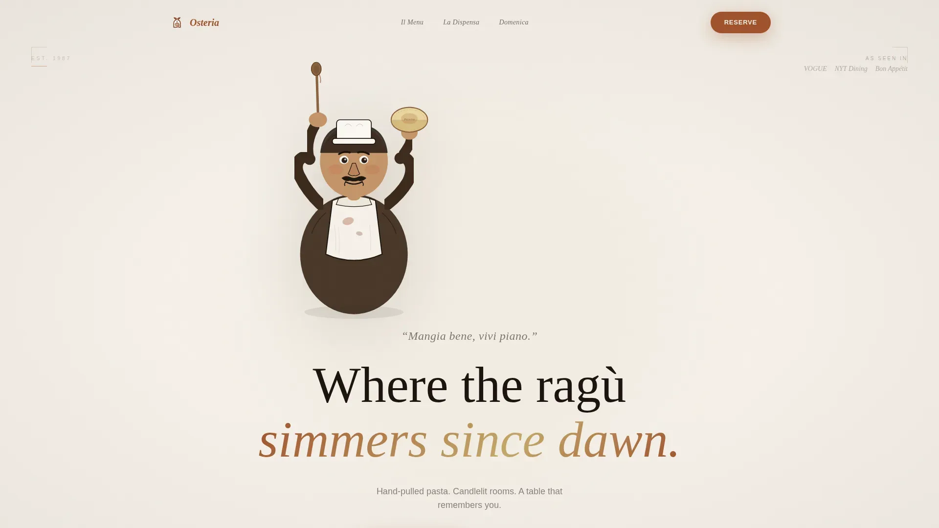 Luxe Minimal Italian Dining Landing Page Template