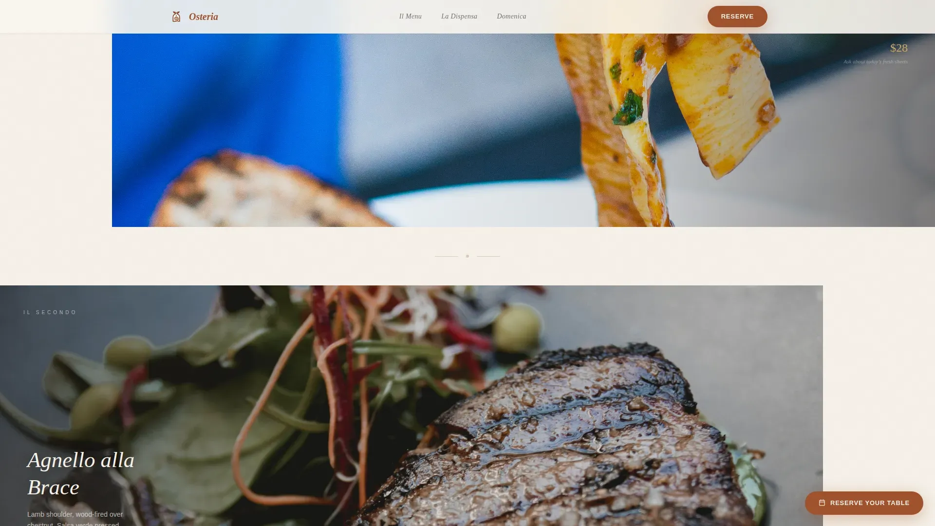 Luxe Minimal Italian Dining Landing Page Template