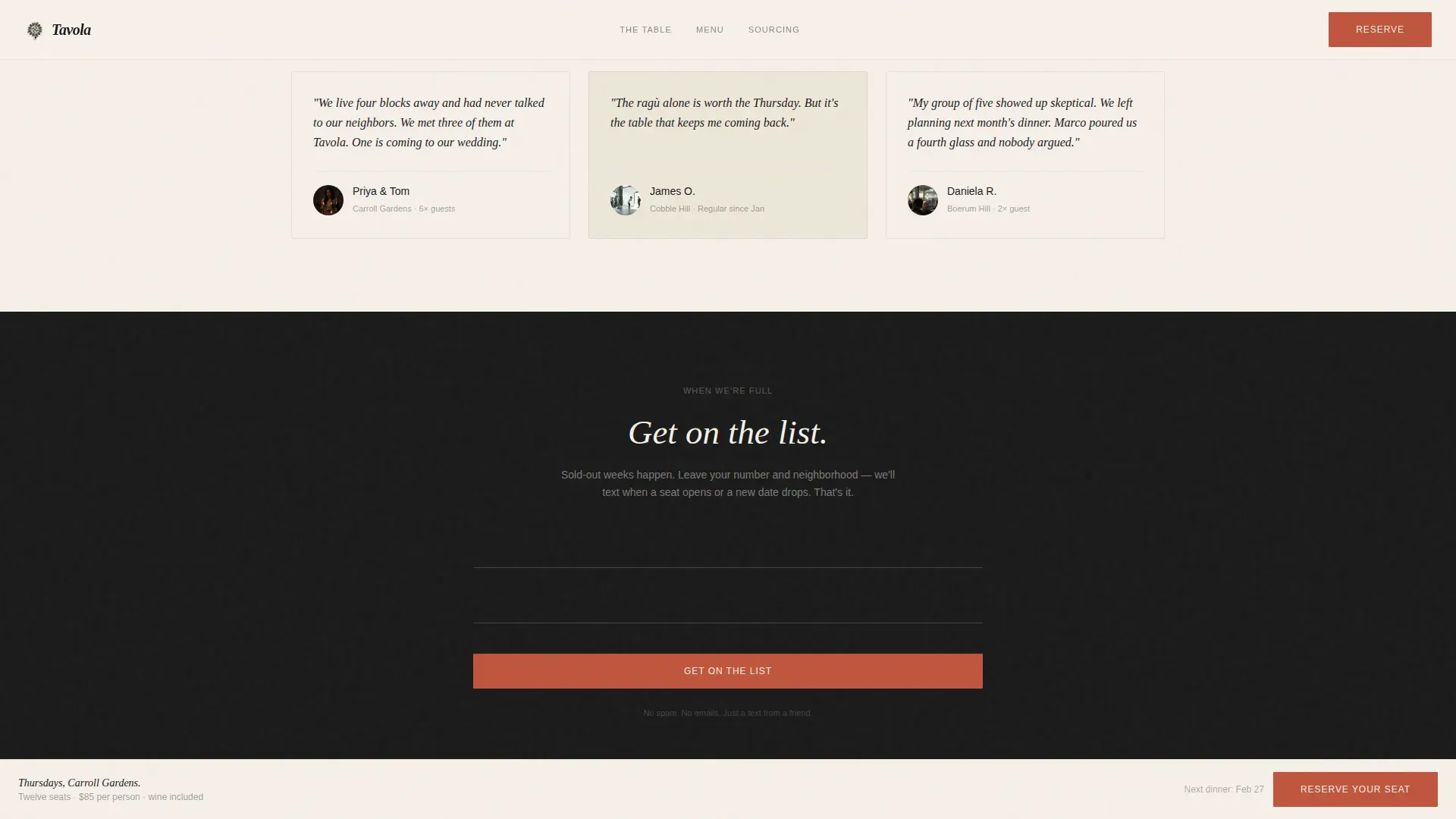 Intimate Italian Gathering Landing Page Template