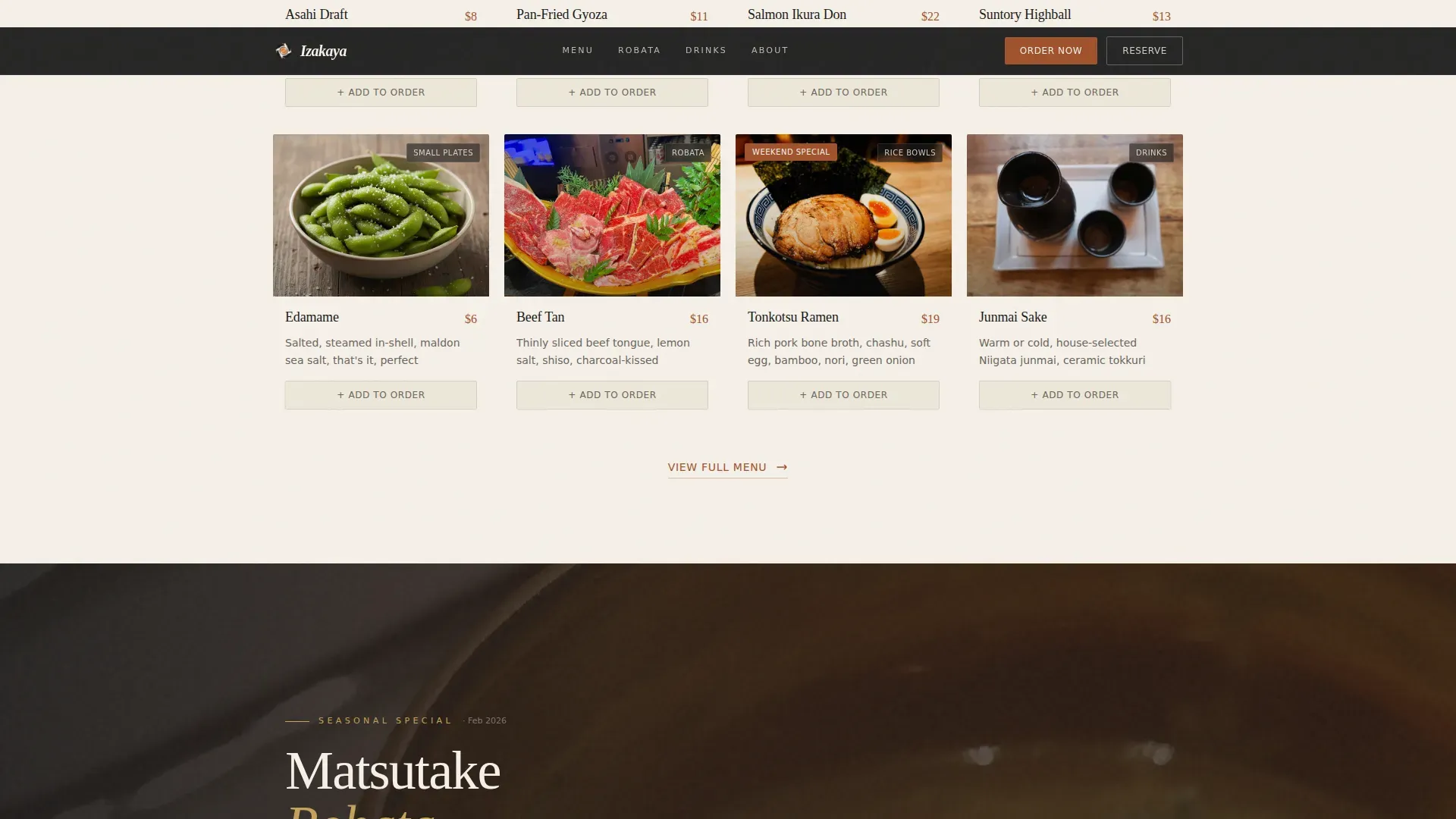 Japanese Restaurant Landing Page Template
