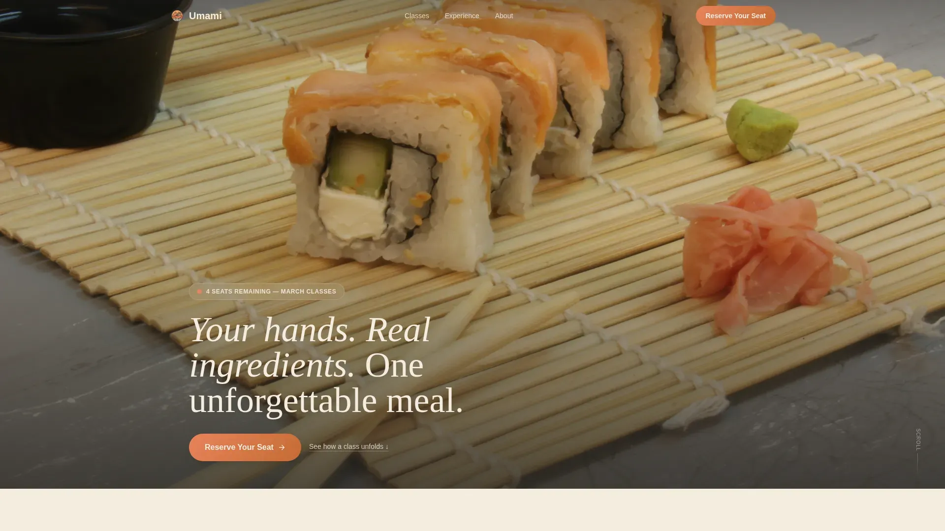 Japanese Cooking Class Landing Page Template