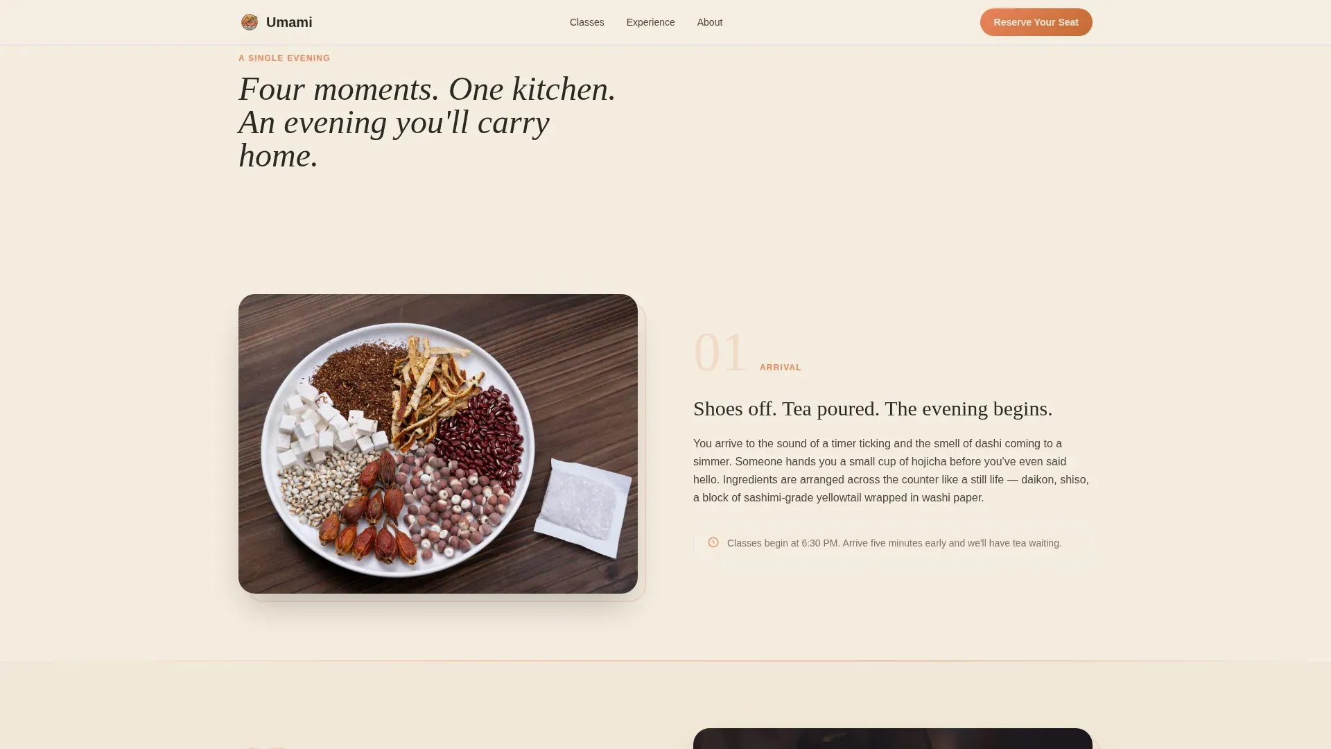 Japanese Cooking Class Landing Page Template