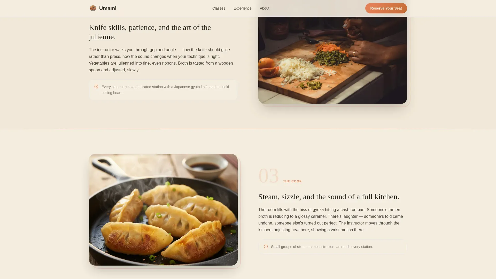 Japanese Cooking Class Landing Page Template