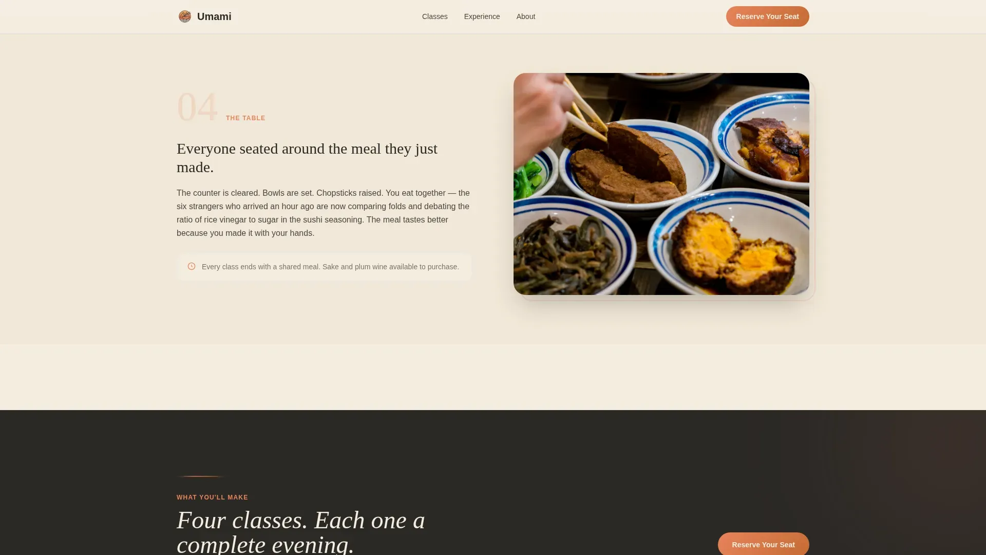 Japanese Cooking Class Landing Page Template