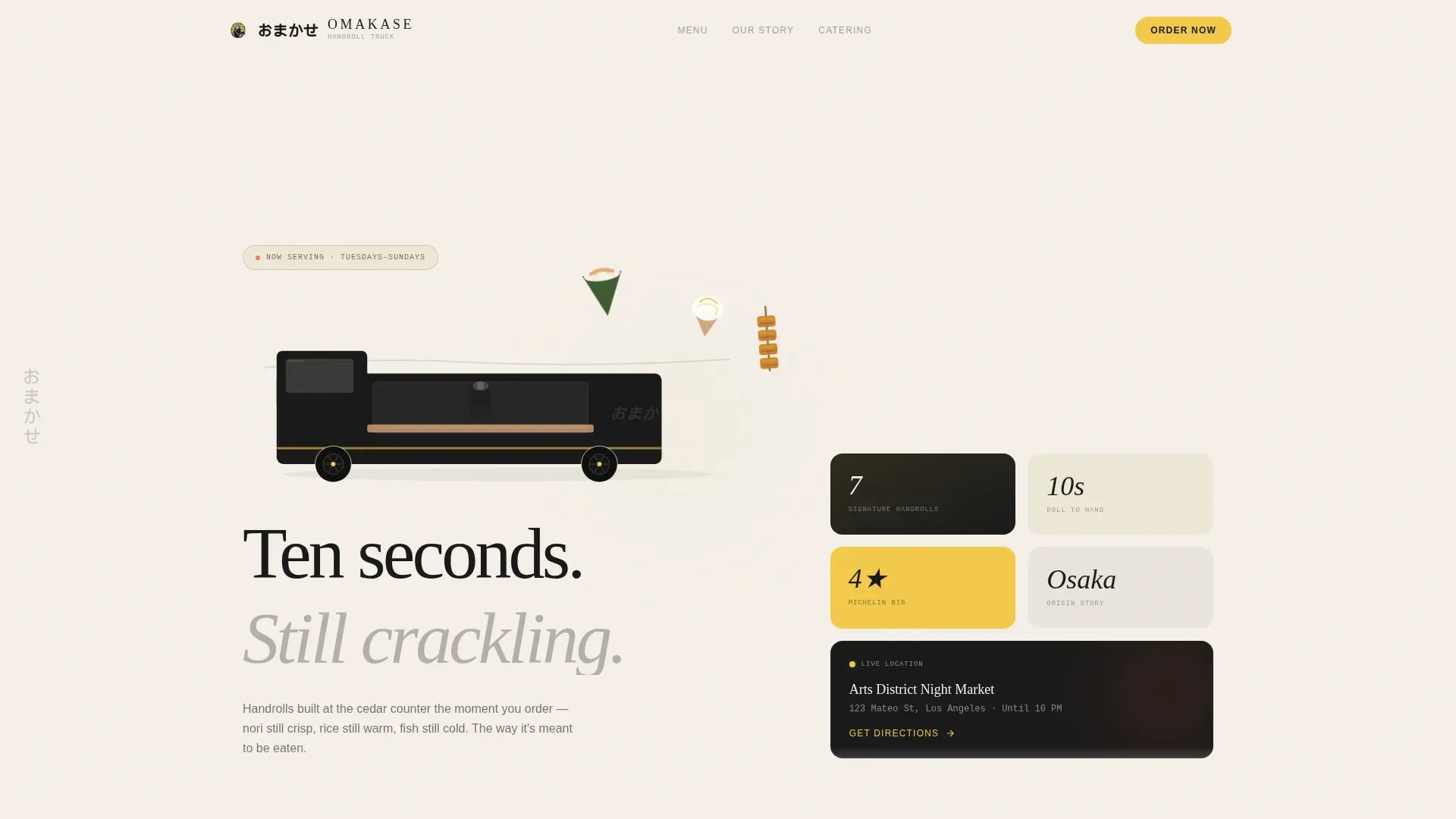 Luxe Minimal Japanese Food Truck Landing Page