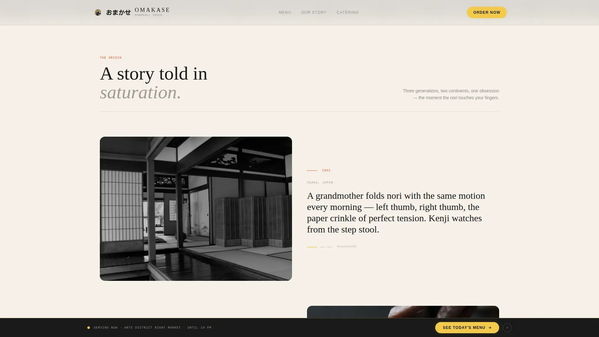 Luxe Minimal Japanese Food Truck Landing Page