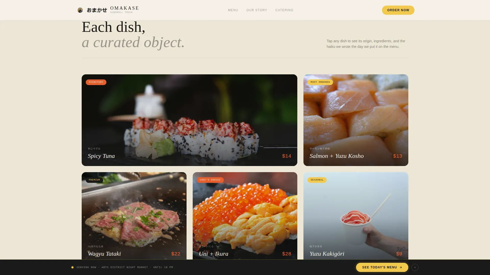Luxe Minimal Japanese Food Truck Landing Page