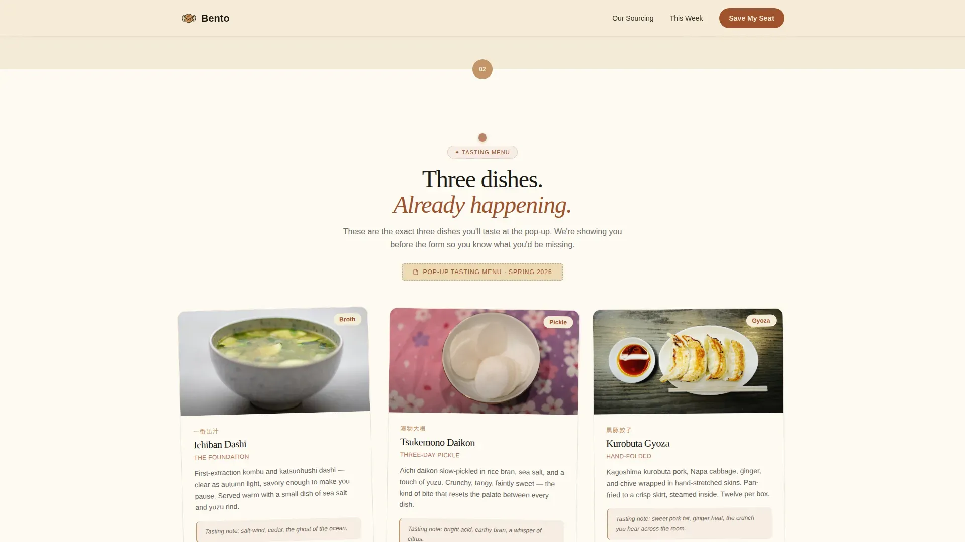 Warm Artisan Japanese Meal Kit Landing Page Template