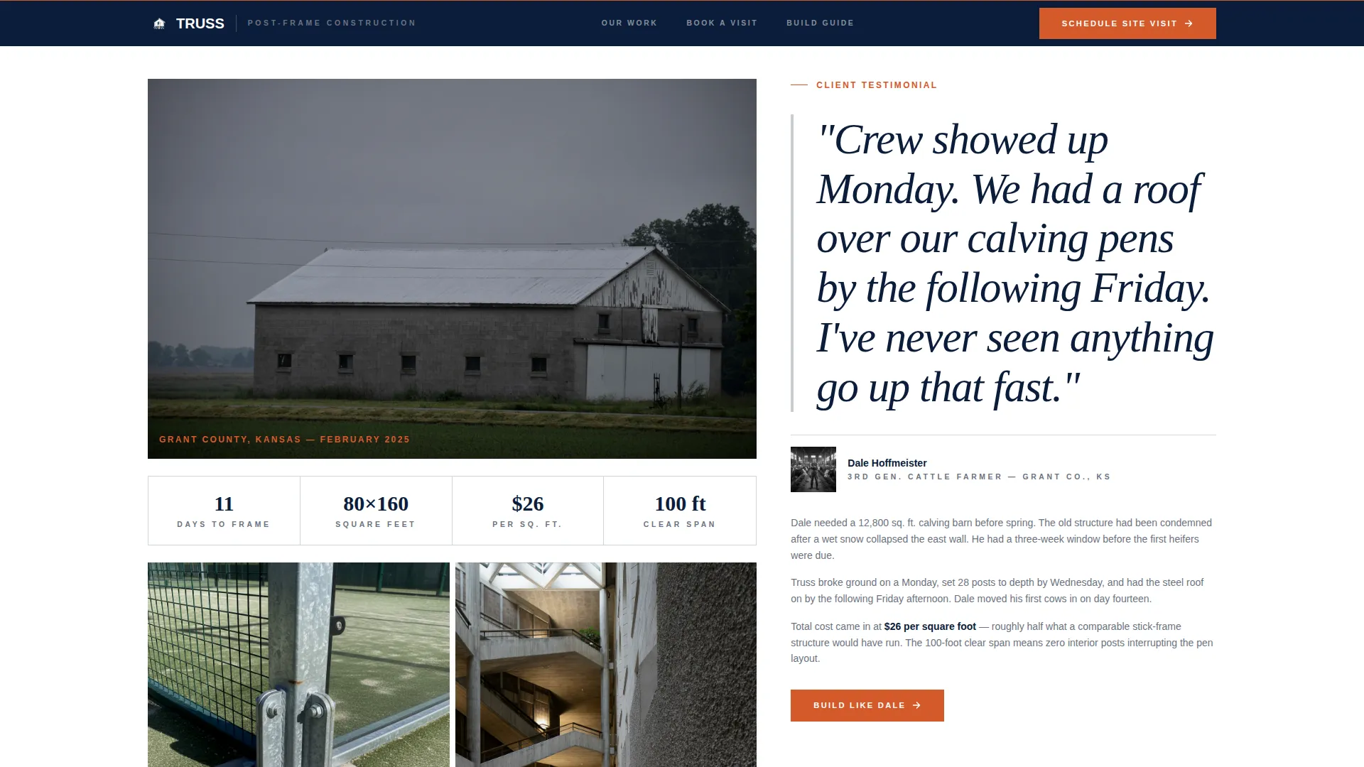 Post-Frame Builder (Pole Barn) Business Booking Website Template