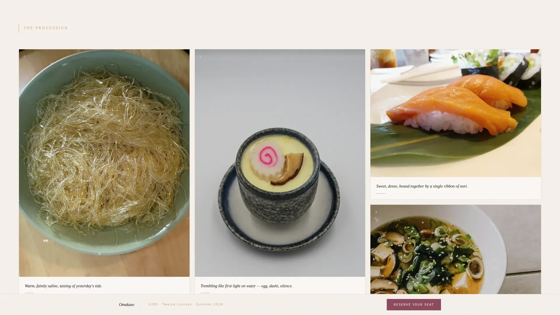 Seasonal Tasting Menu Landing Page Template