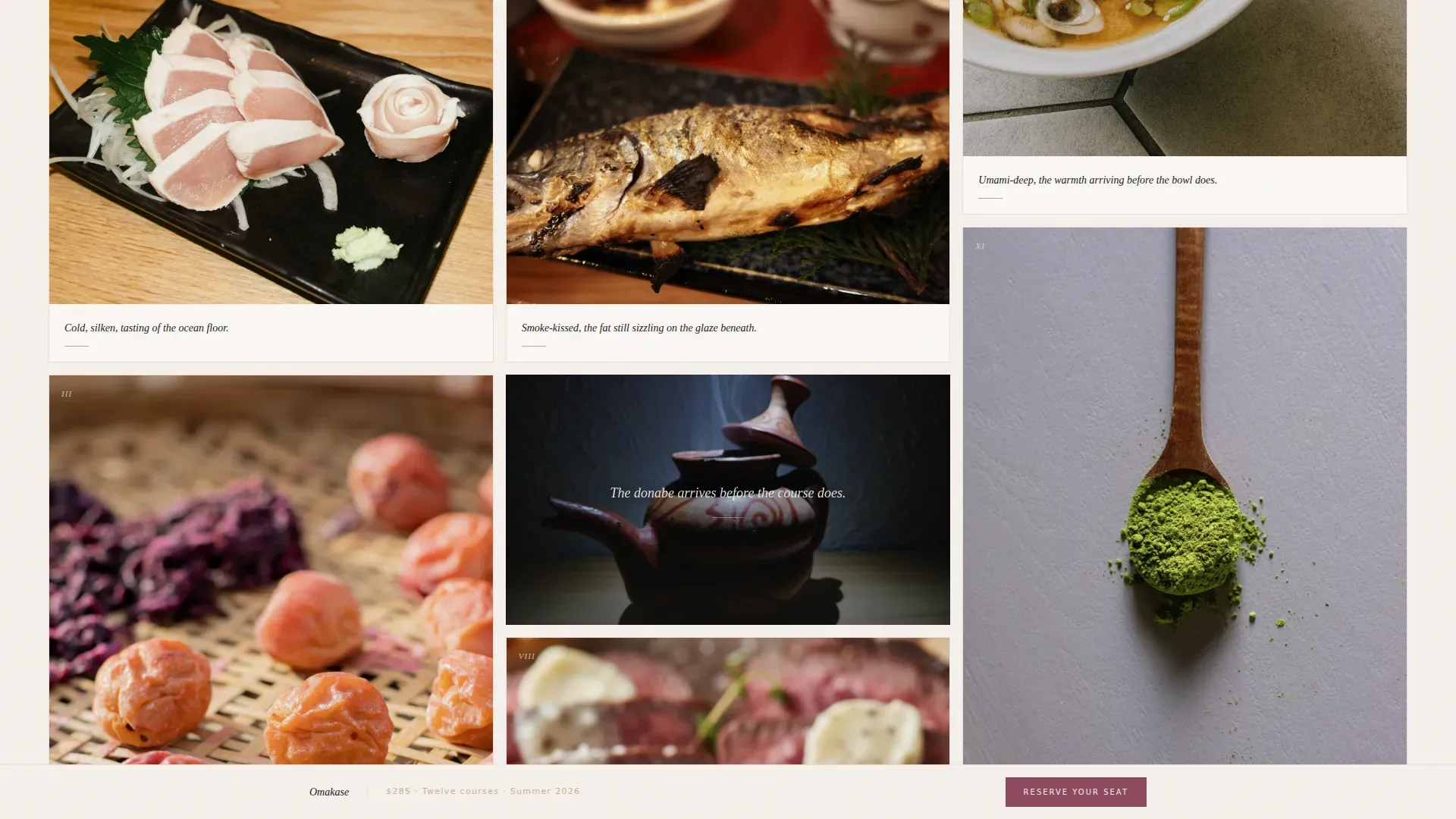 Seasonal Tasting Menu Landing Page Template