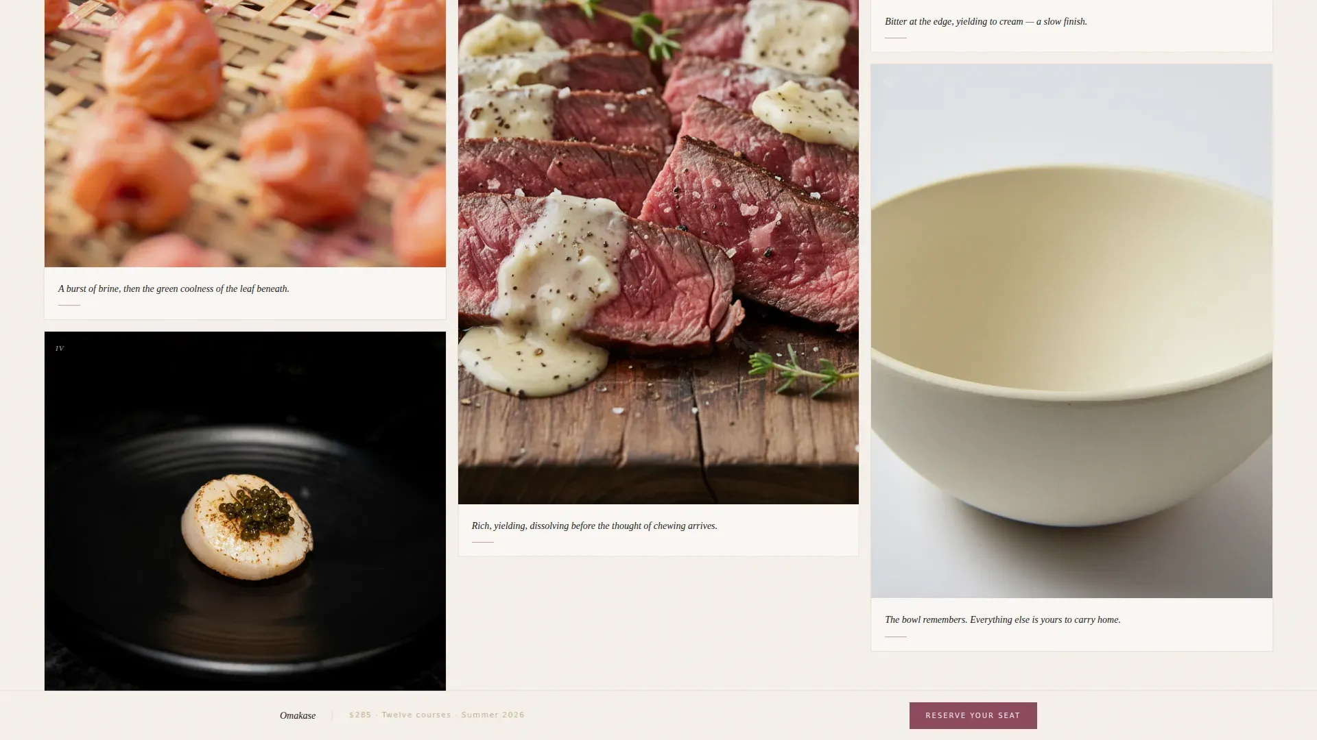 Seasonal Tasting Menu Landing Page Template