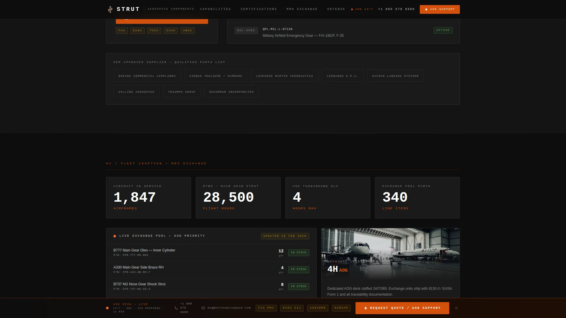Landing Gear Manufacturer Website Template for Aerospace OEMs