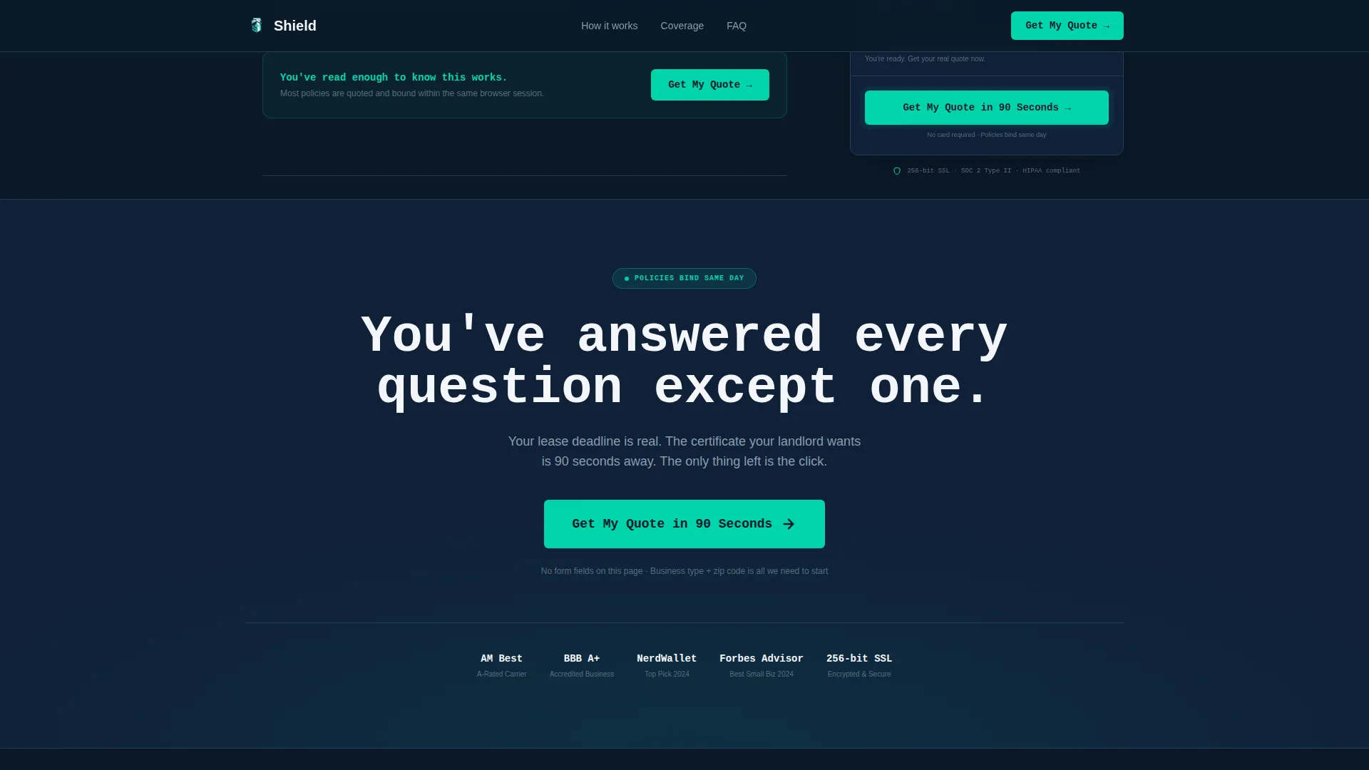 Small Business Owner Insurance FAQ Website Template