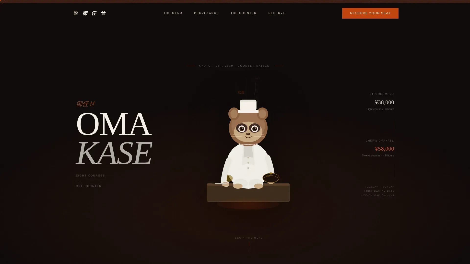 Kaiseki Fine Dining Landing Page Template