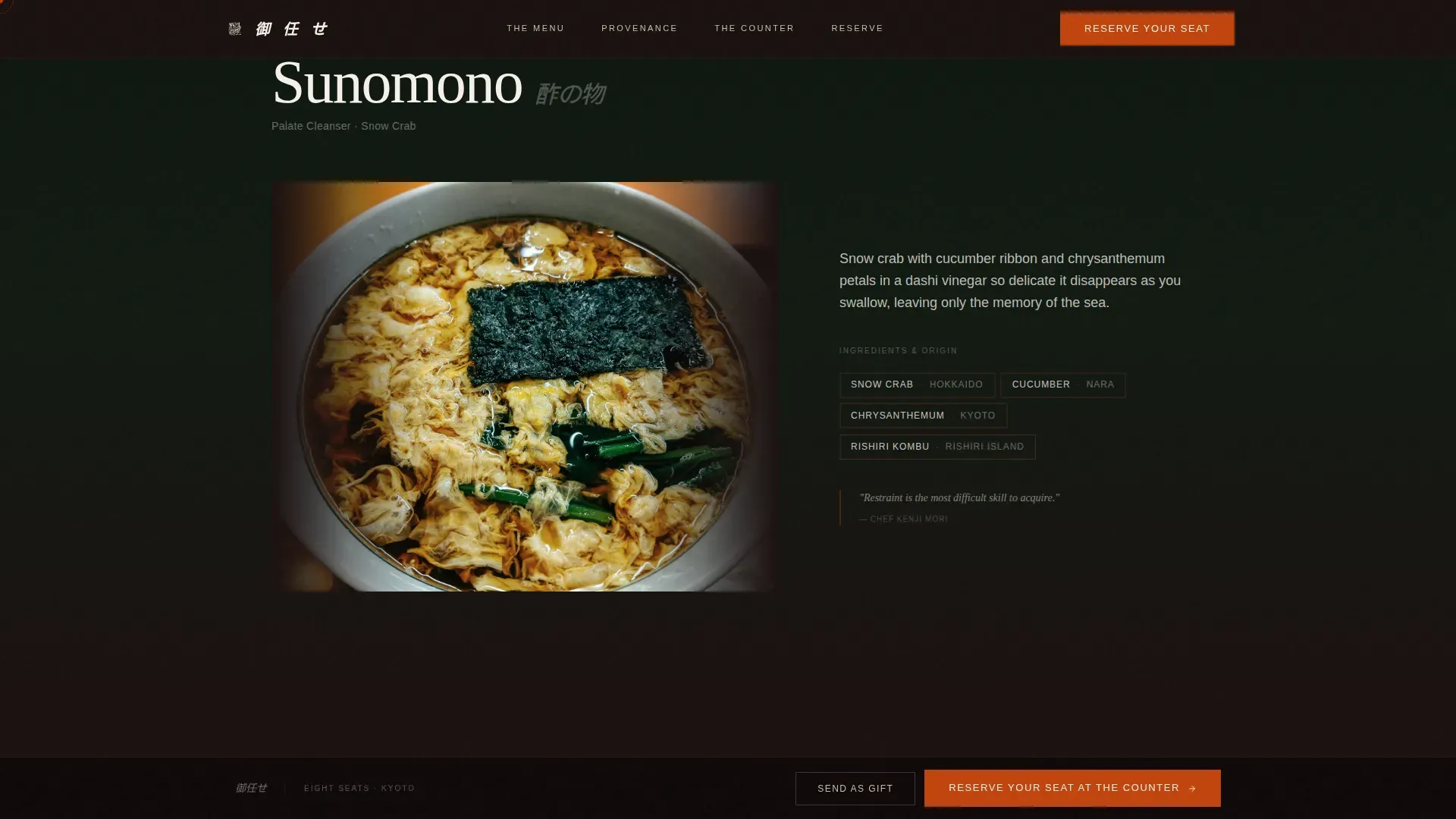 Kaiseki Fine Dining Landing Page Template