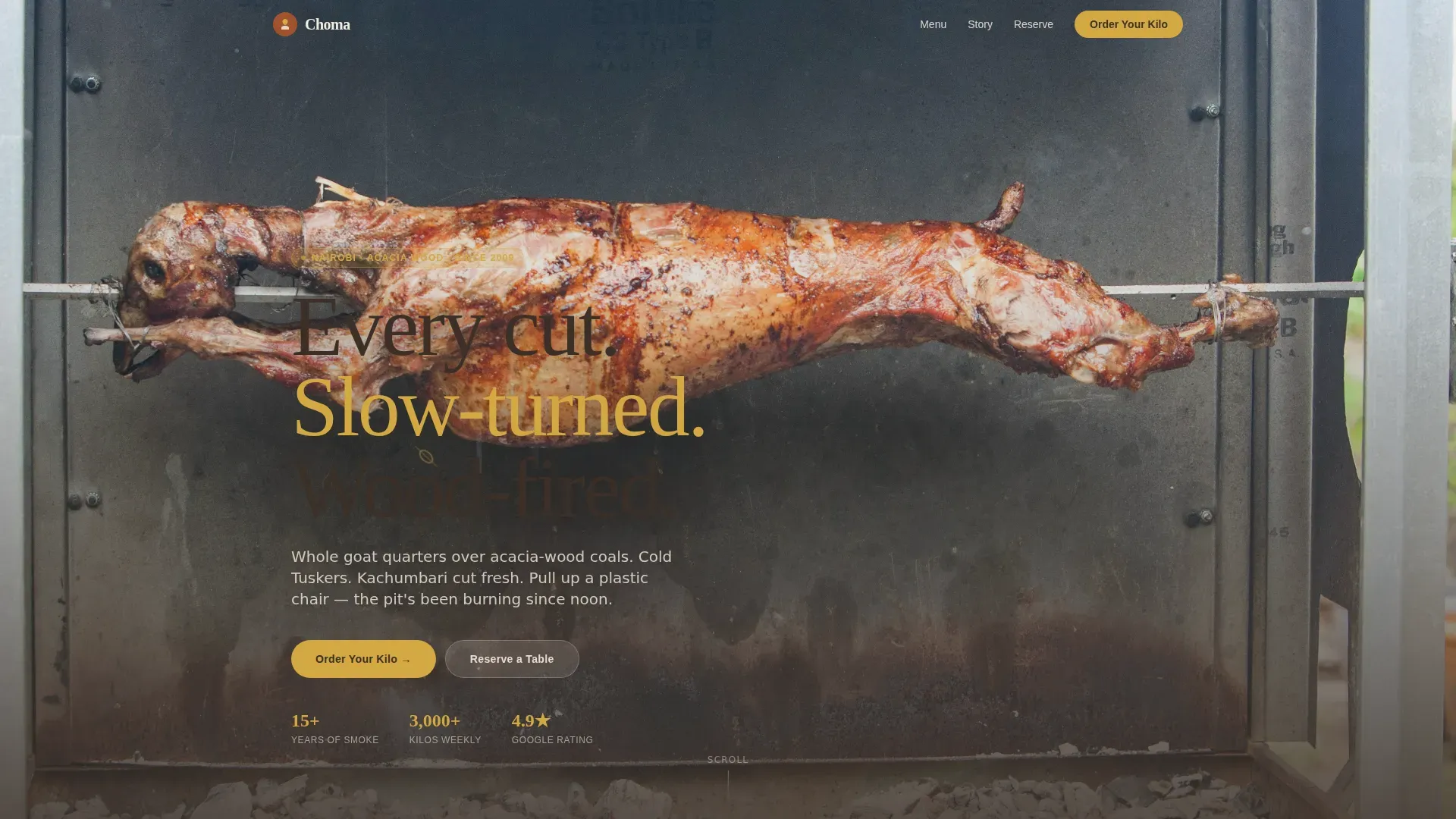 Slow-Fired Kenyan Grill Landing Page Template