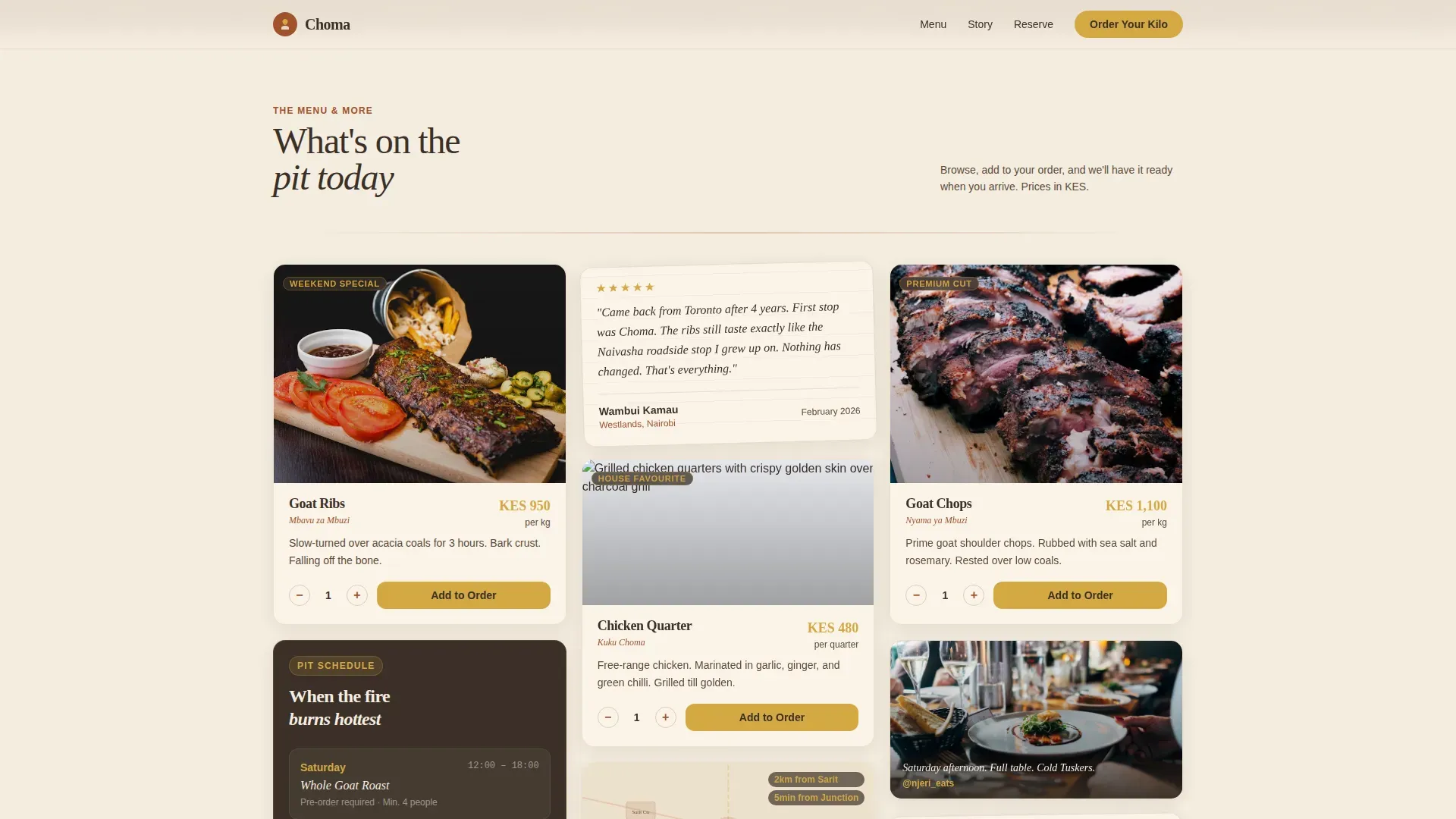Slow-Fired Kenyan Grill Landing Page Template
