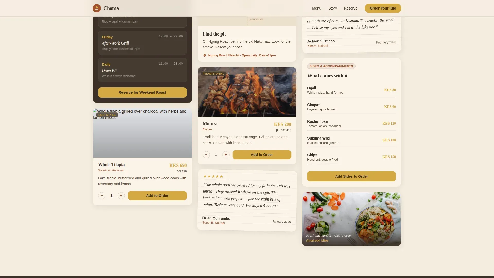 Slow-Fired Kenyan Grill Landing Page Template