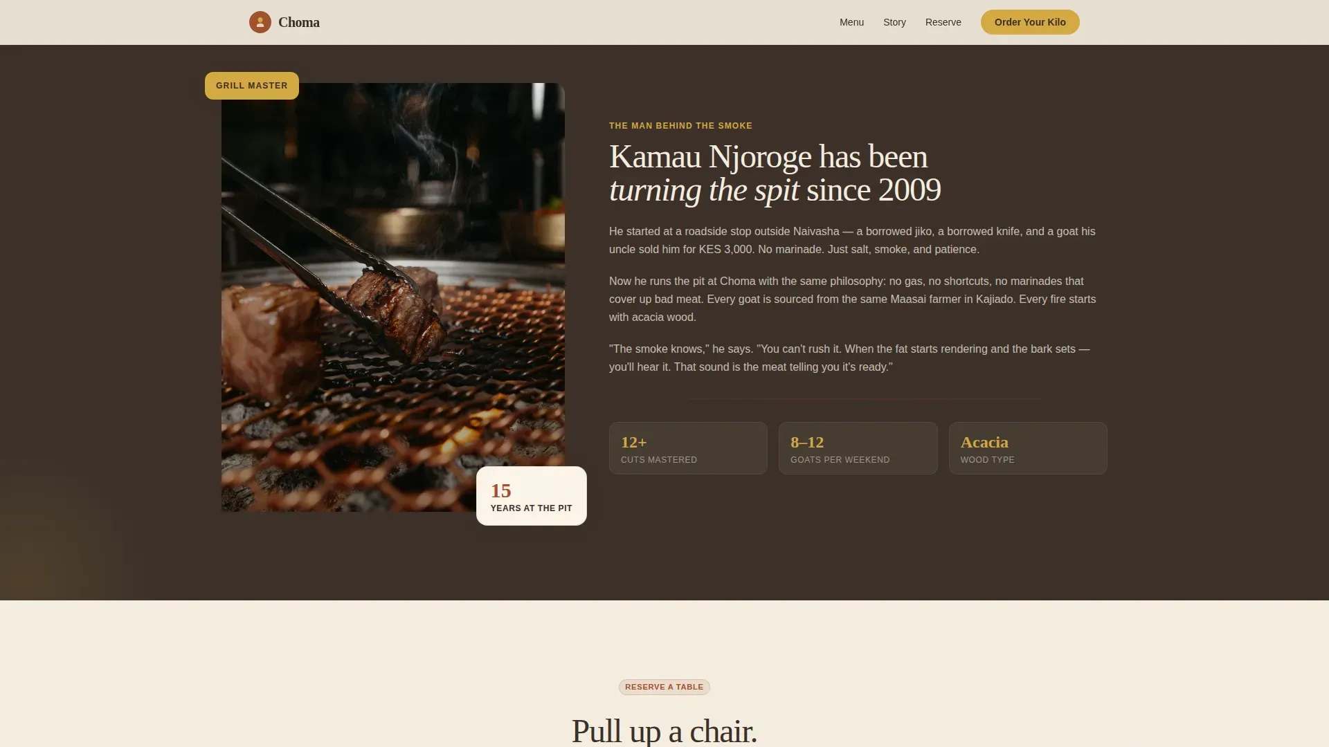 Slow-Fired Kenyan Grill Landing Page Template