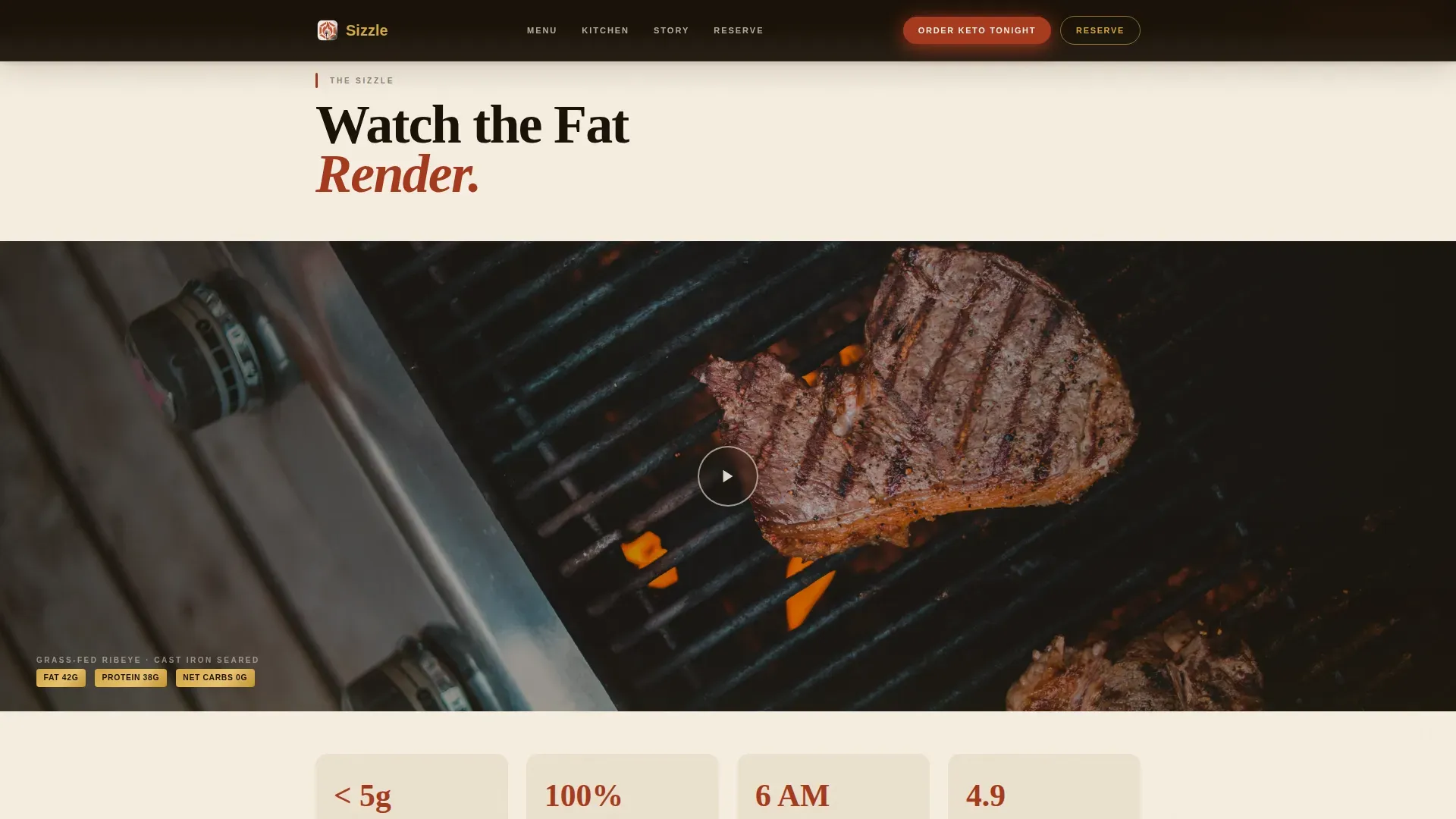 Simple Keto Restaurant | Free Website Template | Rocket