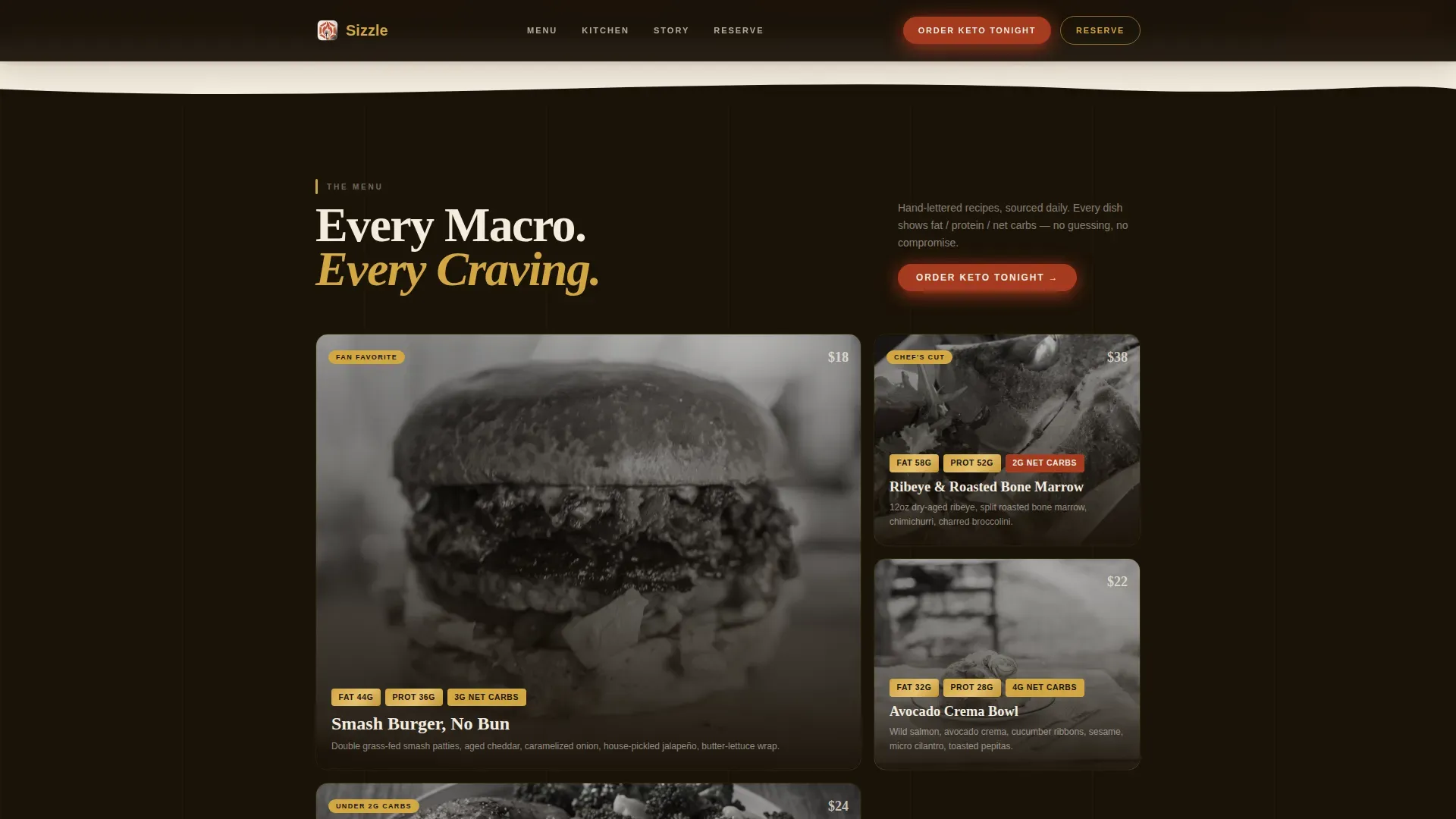 Simple Keto Restaurant | Free Website Template | Rocket