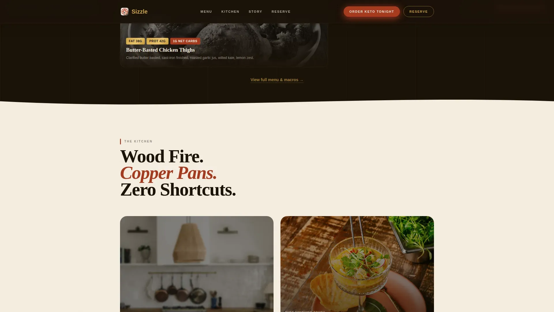 Simple Keto Restaurant | Free Website Template | Rocket