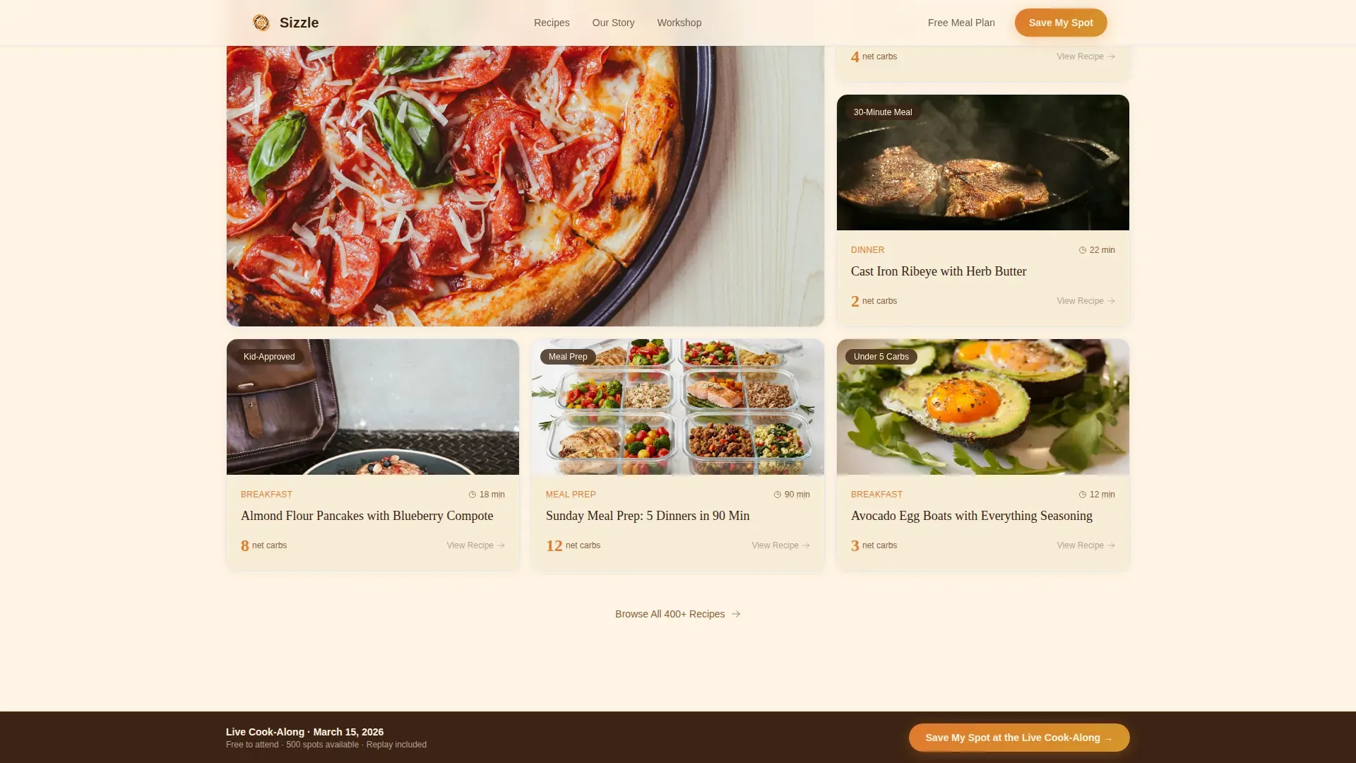 Keto Cookbook Marketplace Landing Page Template