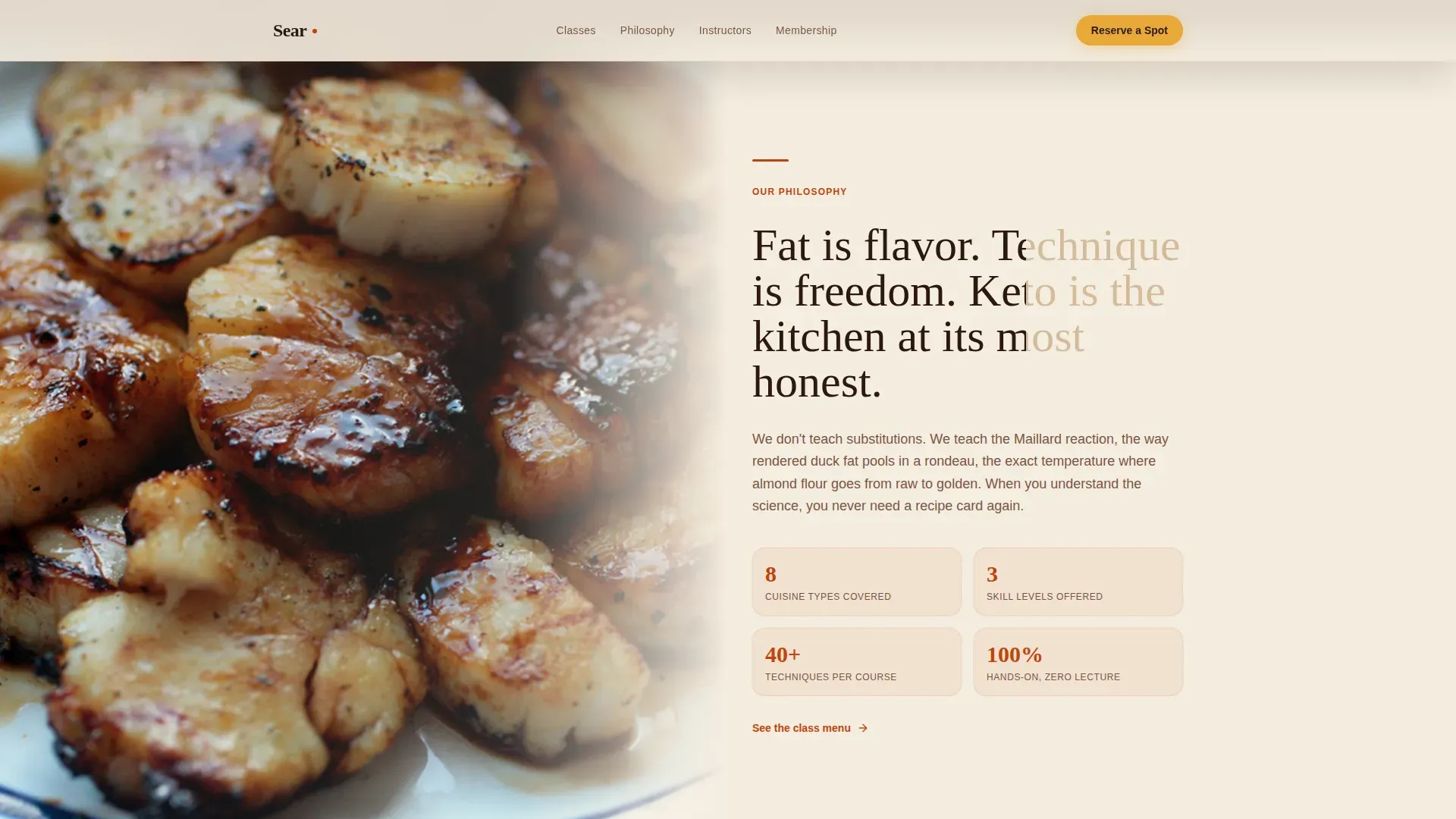 Keto Cooking Class Landing Page Template | Haute Craft