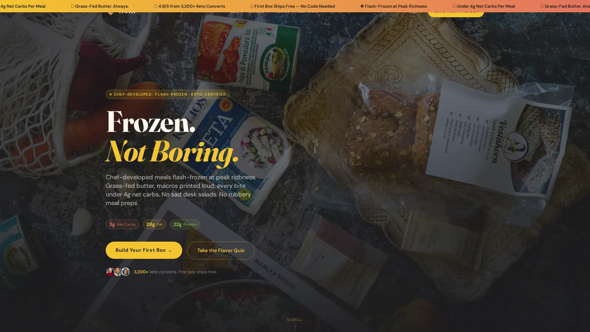 Keto Frozen Meals Landing Page Template | Masonry Layout