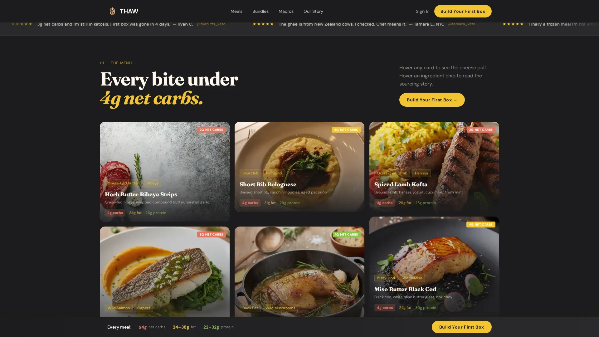 Keto Frozen Meals Landing Page Template | Masonry Layout