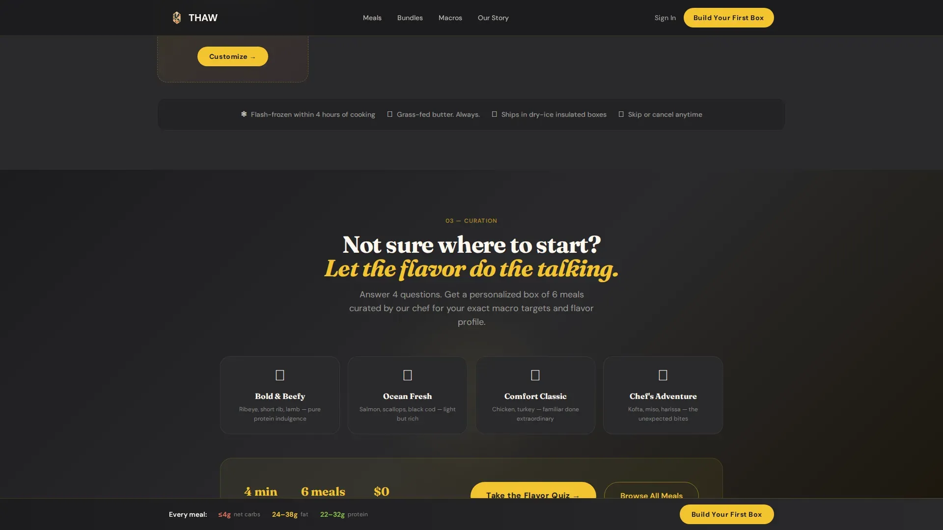 Keto Frozen Meals Landing Page Template | Masonry Layout