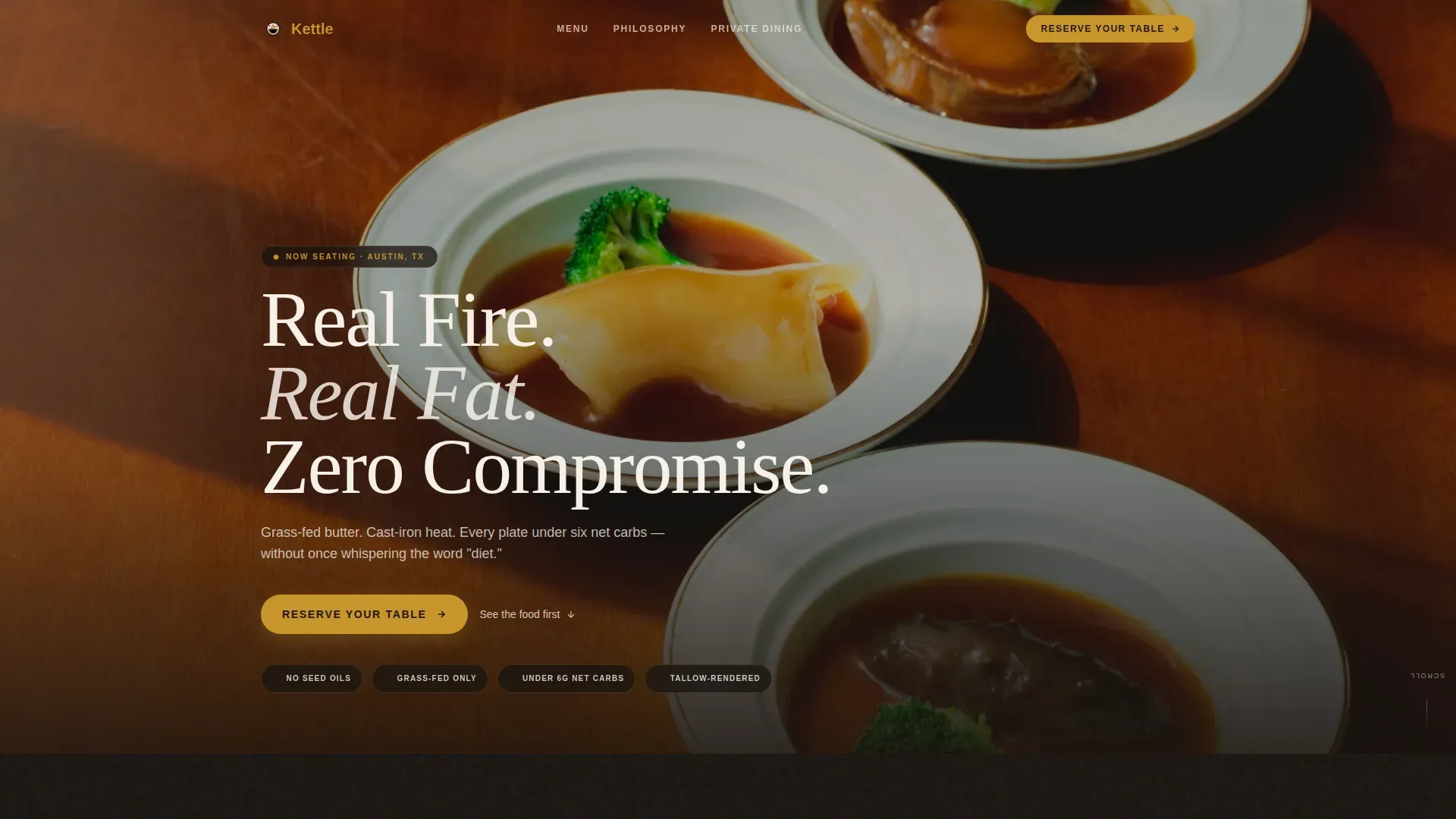 Agrarian Keto Restaurant Landing Page Template
