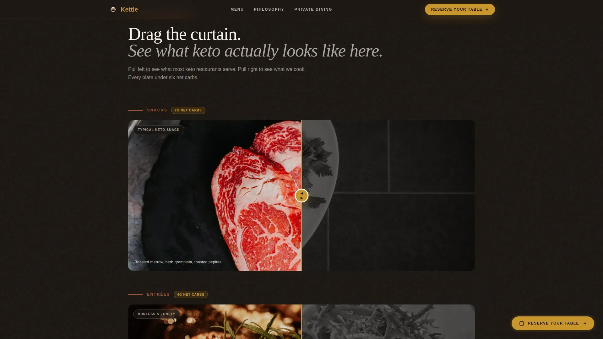 Agrarian Keto Restaurant Landing Page Template