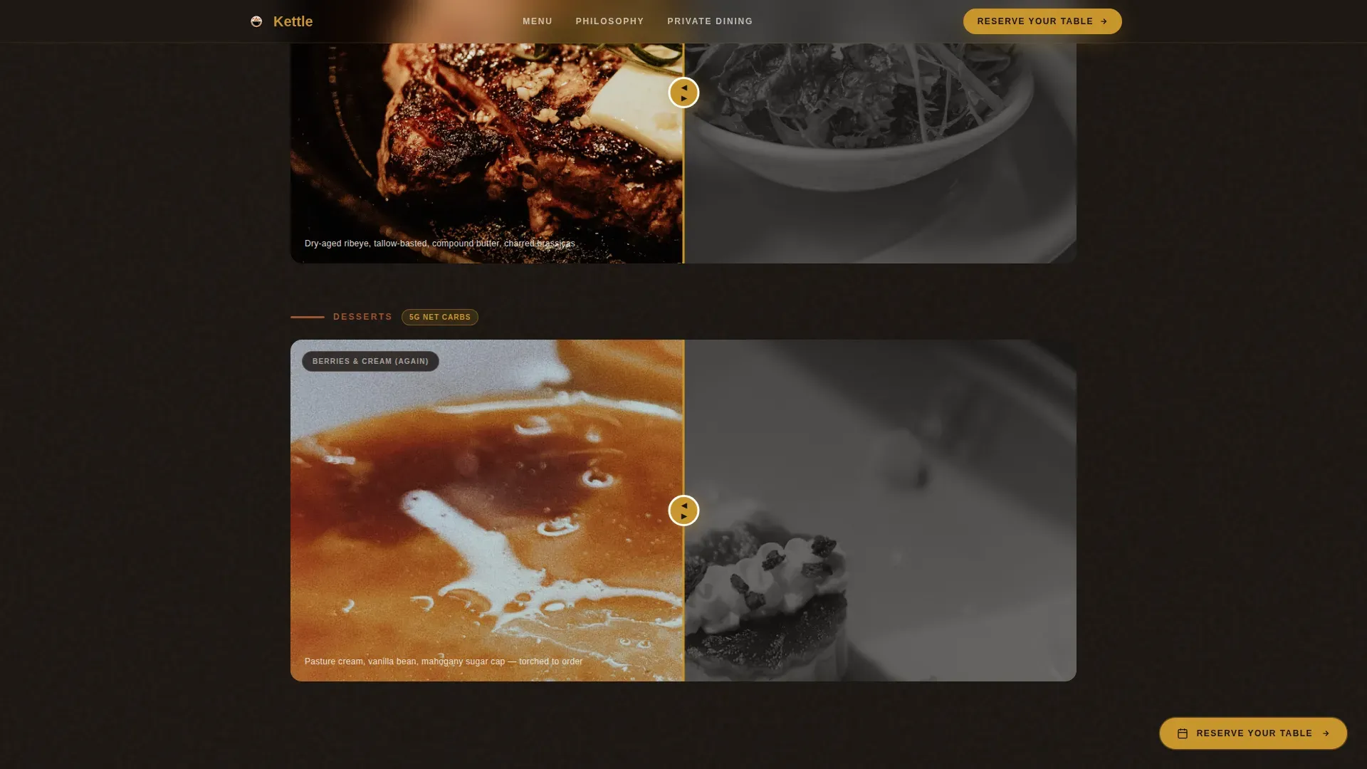 Agrarian Keto Restaurant Landing Page Template