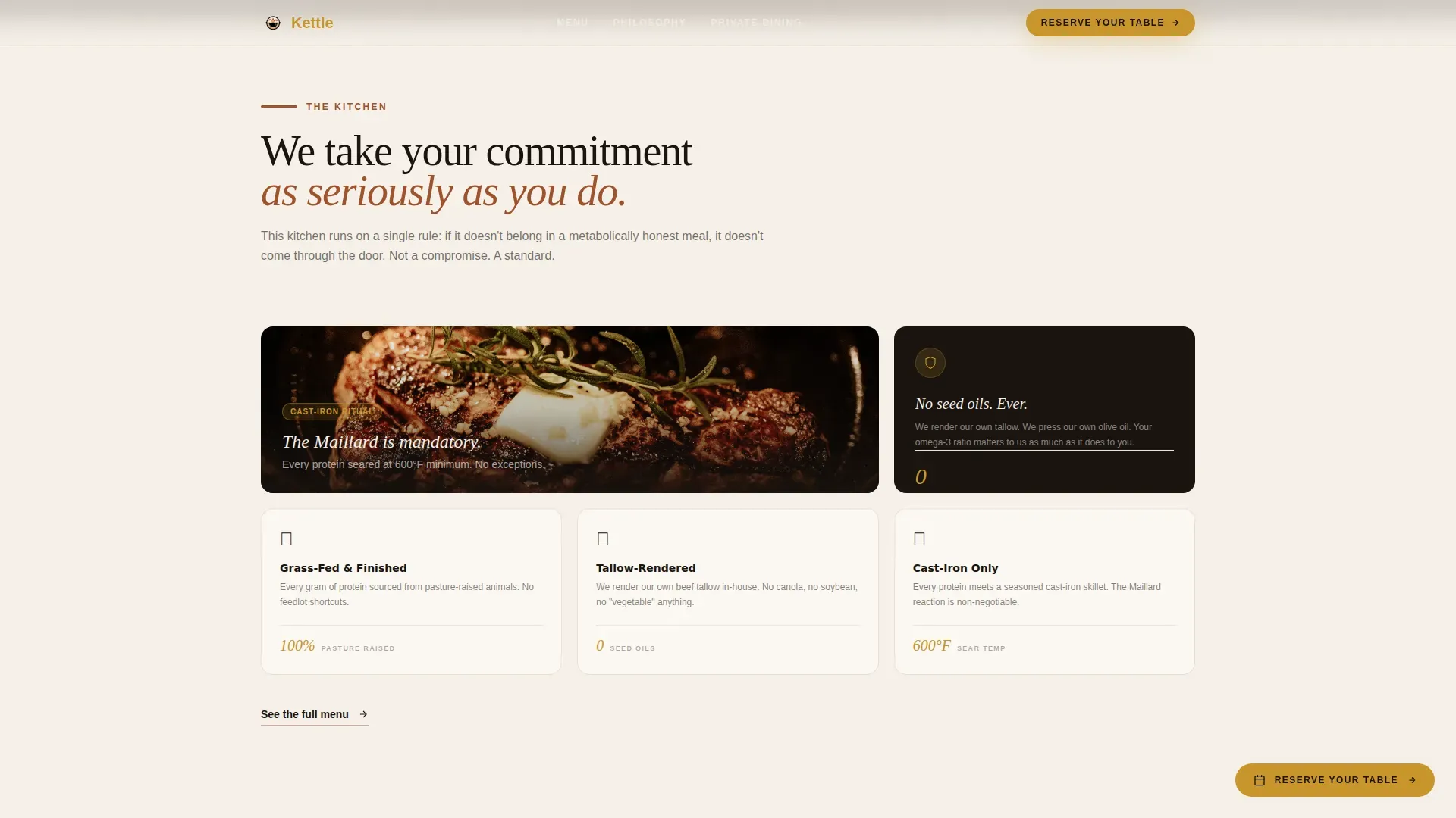 Agrarian Keto Restaurant Landing Page Template