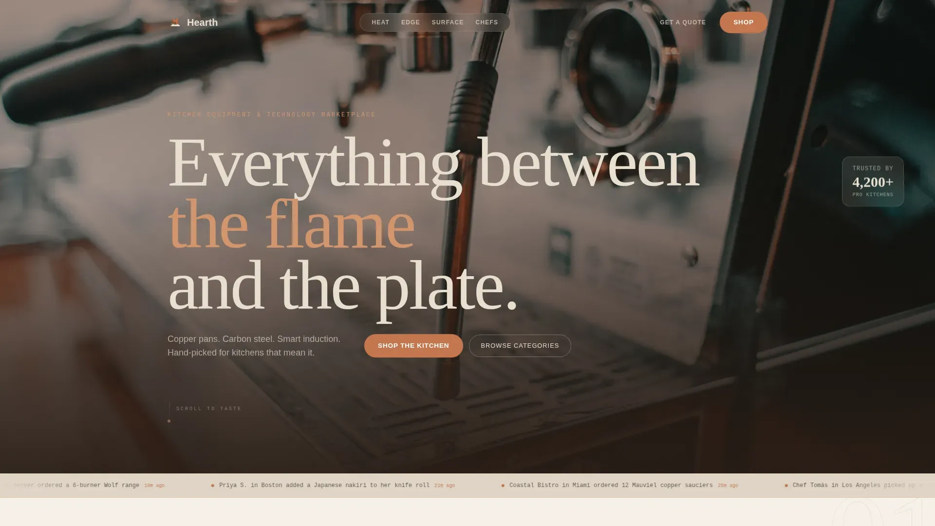 Kitchen Equipment Marketplace Landing Page Template