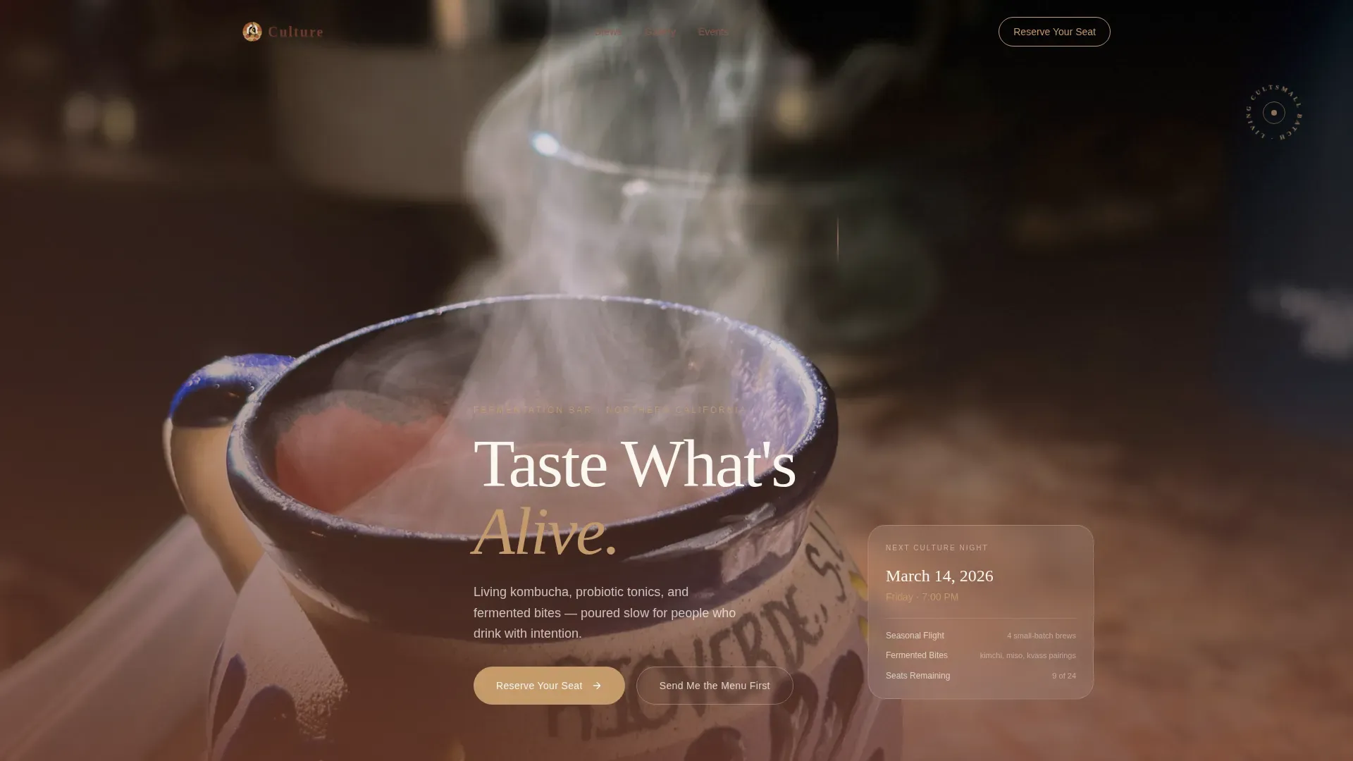 Luxe Minimal Kombucha Probiotic Bar Landing Page