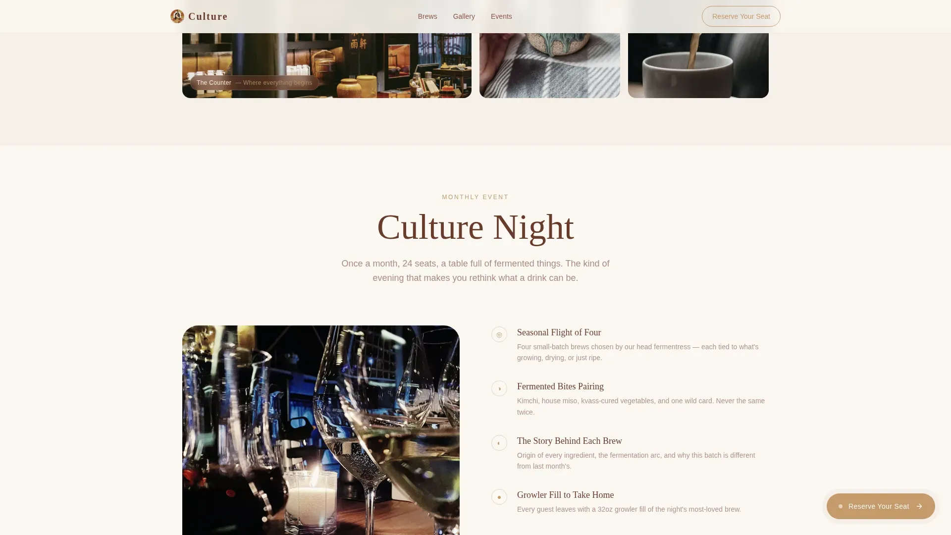 Luxe Minimal Kombucha Probiotic Bar Landing Page