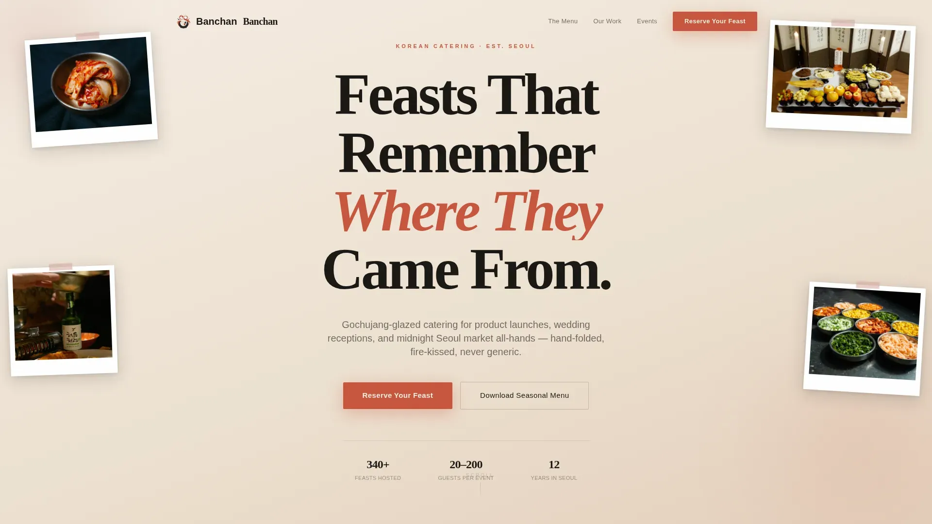 Korean Catering Booking Landing Page Template